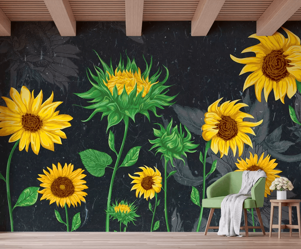 3D Oil Painting Sunflower 306 Wallpaper AJ Wallpaper 2 