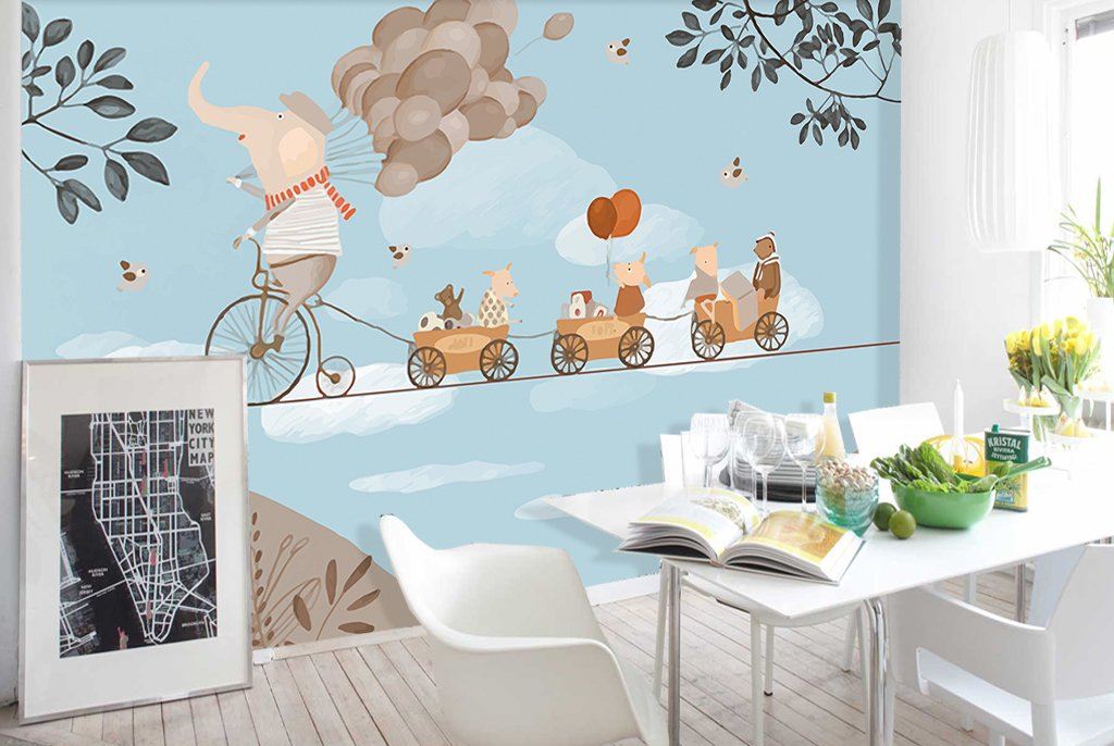 3D Elephant Riding A Bicycle 81 Wall Murals Wallpaper AJ Wallpaper 2 