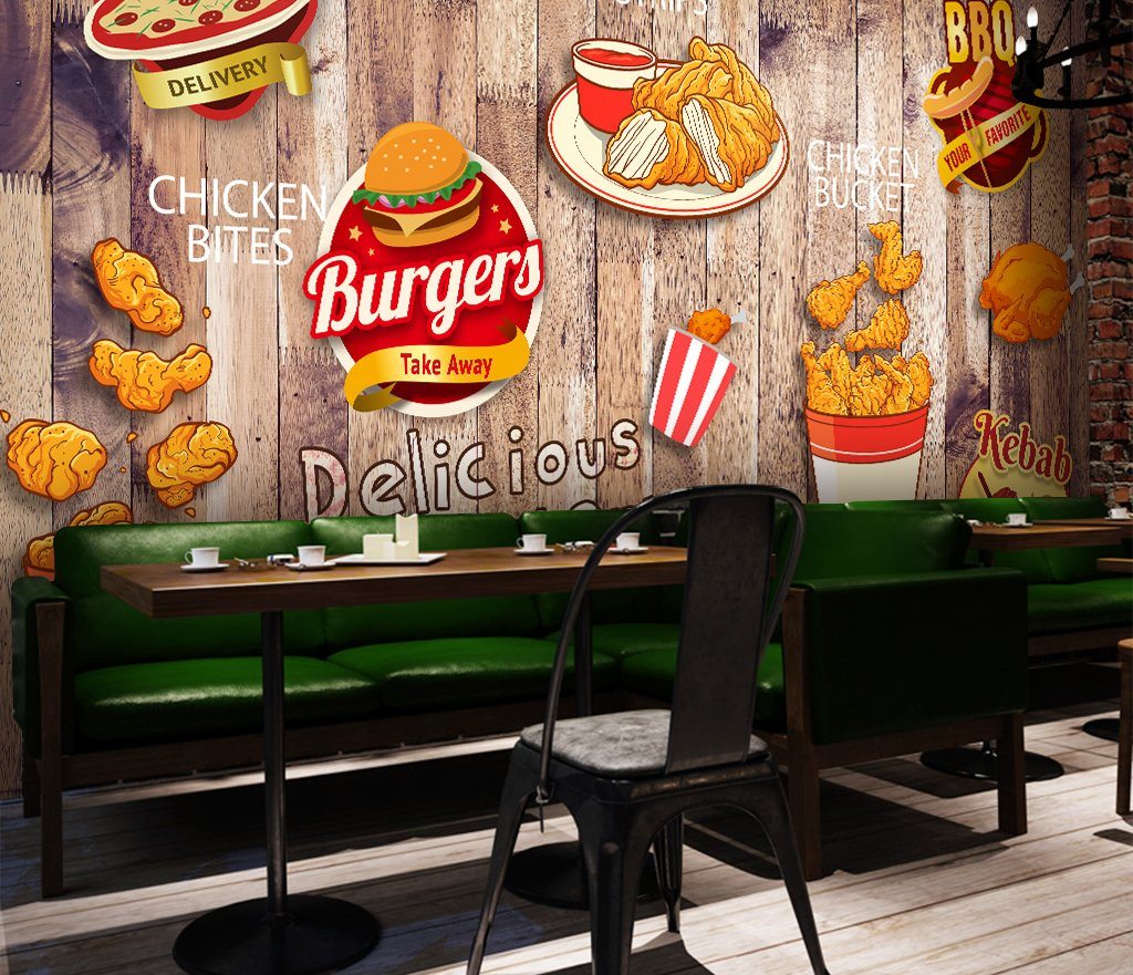 3D Pizza Burger 817 Food Wall Murals Wallpaper AJ Wallpaper 2 