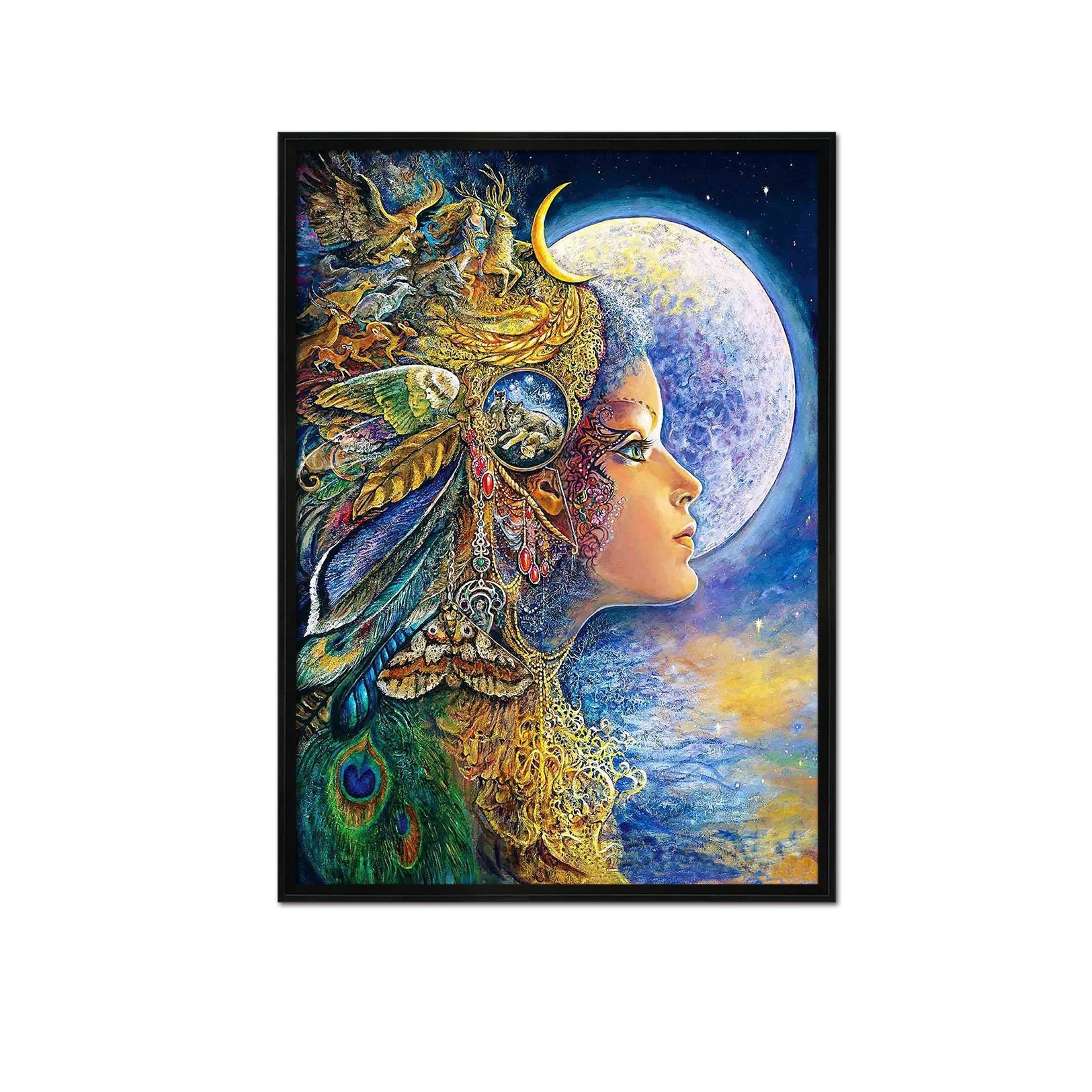 3D Moon Woman 102 Fake Framed Print Painting Wallpaper AJ Creativity Home 