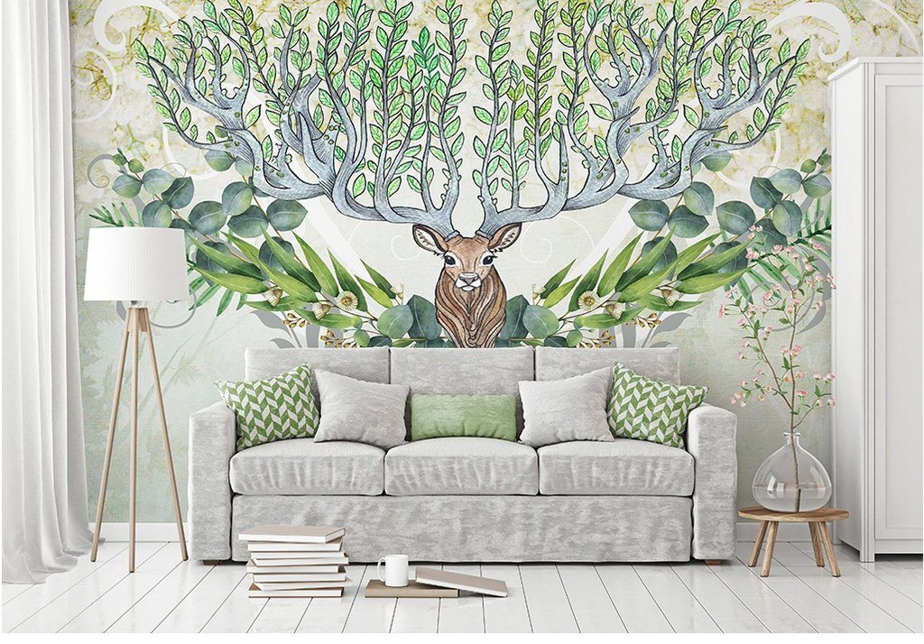 3D Elk Head Tree 213 Wall Murals Wallpaper AJ Wallpaper 2 