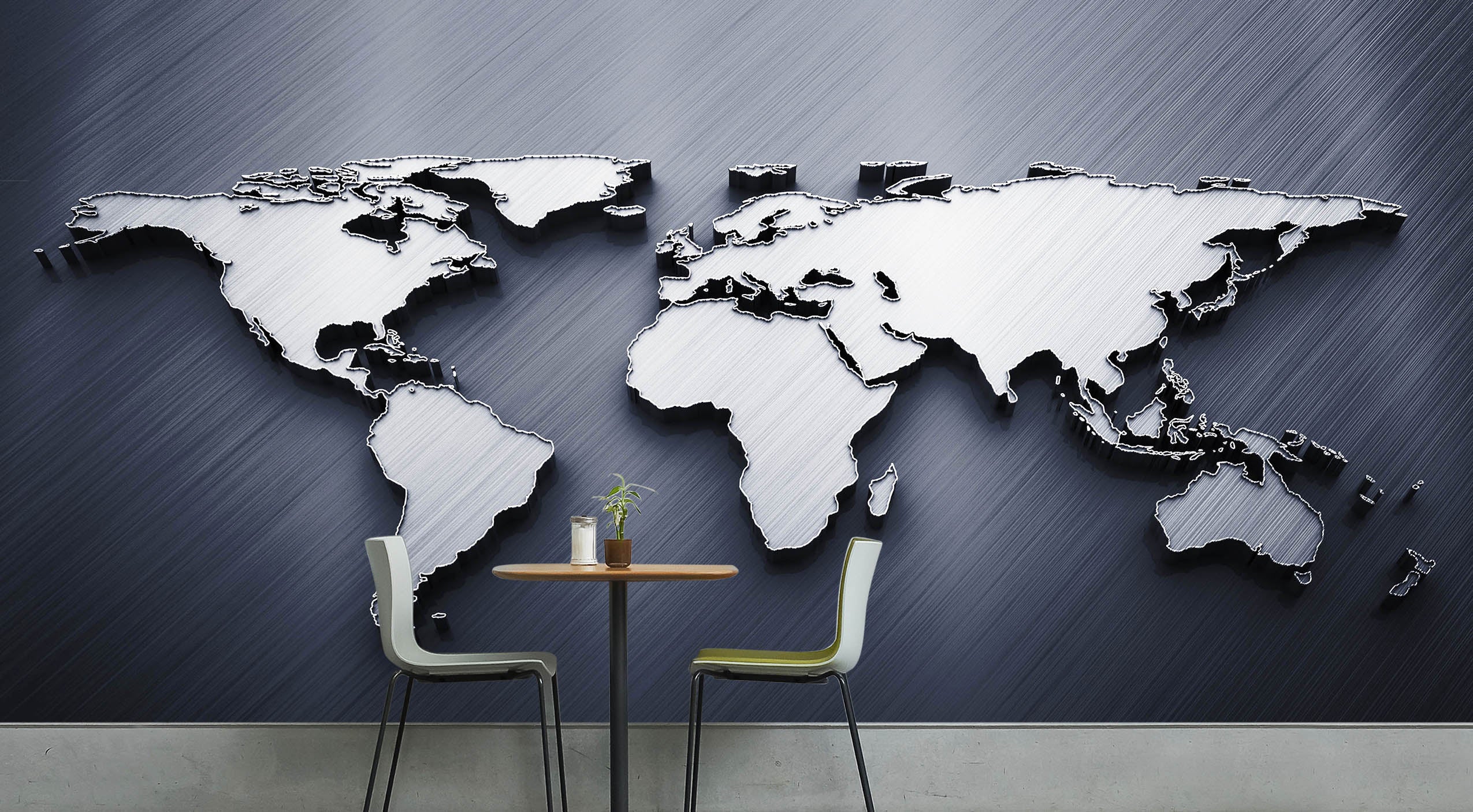 3D White Clouds 2027 World Map Wall Murals