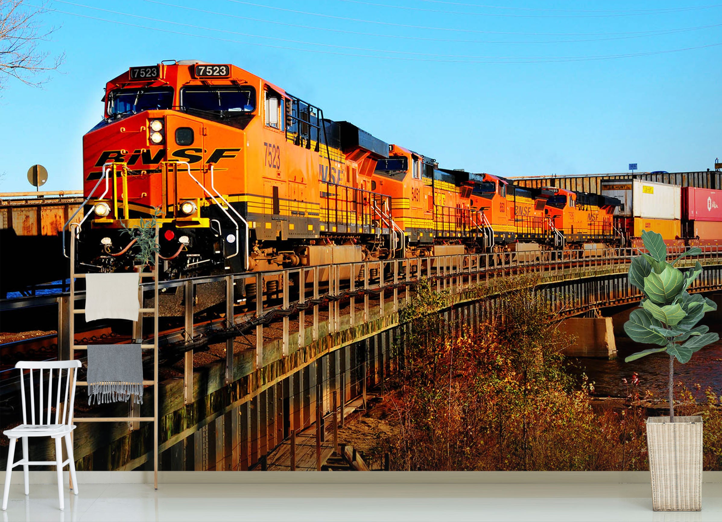 3D Freight Train 245 Vehicle Wall Murals