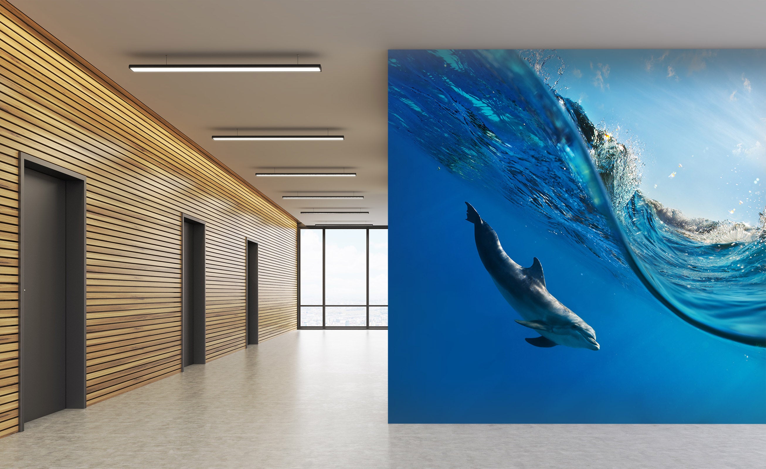 3D Dolphin Waves 120 Wall Murals