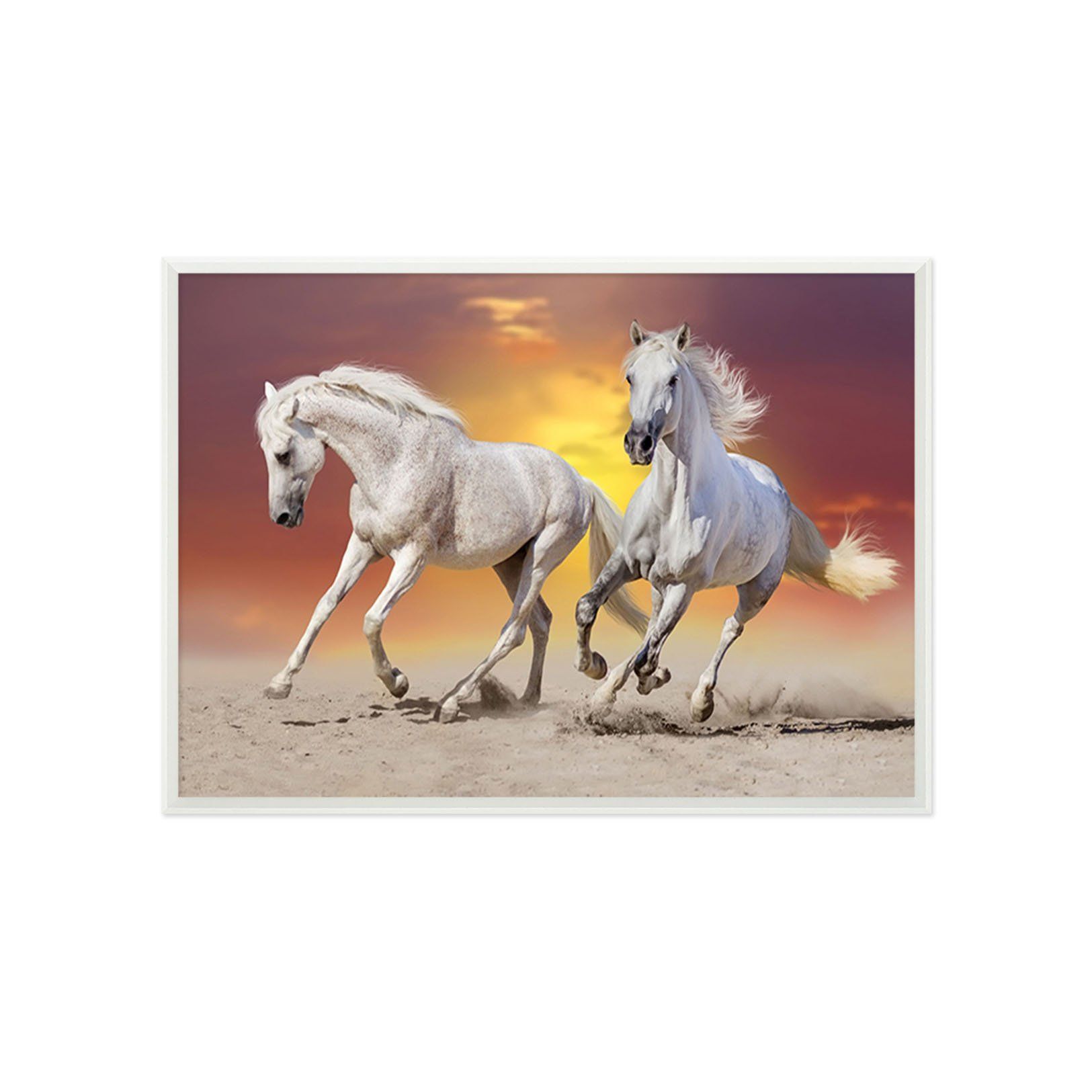 3D Running White Horse 004 Fake Framed Print Painting Wallpaper AJ Creativity Home 