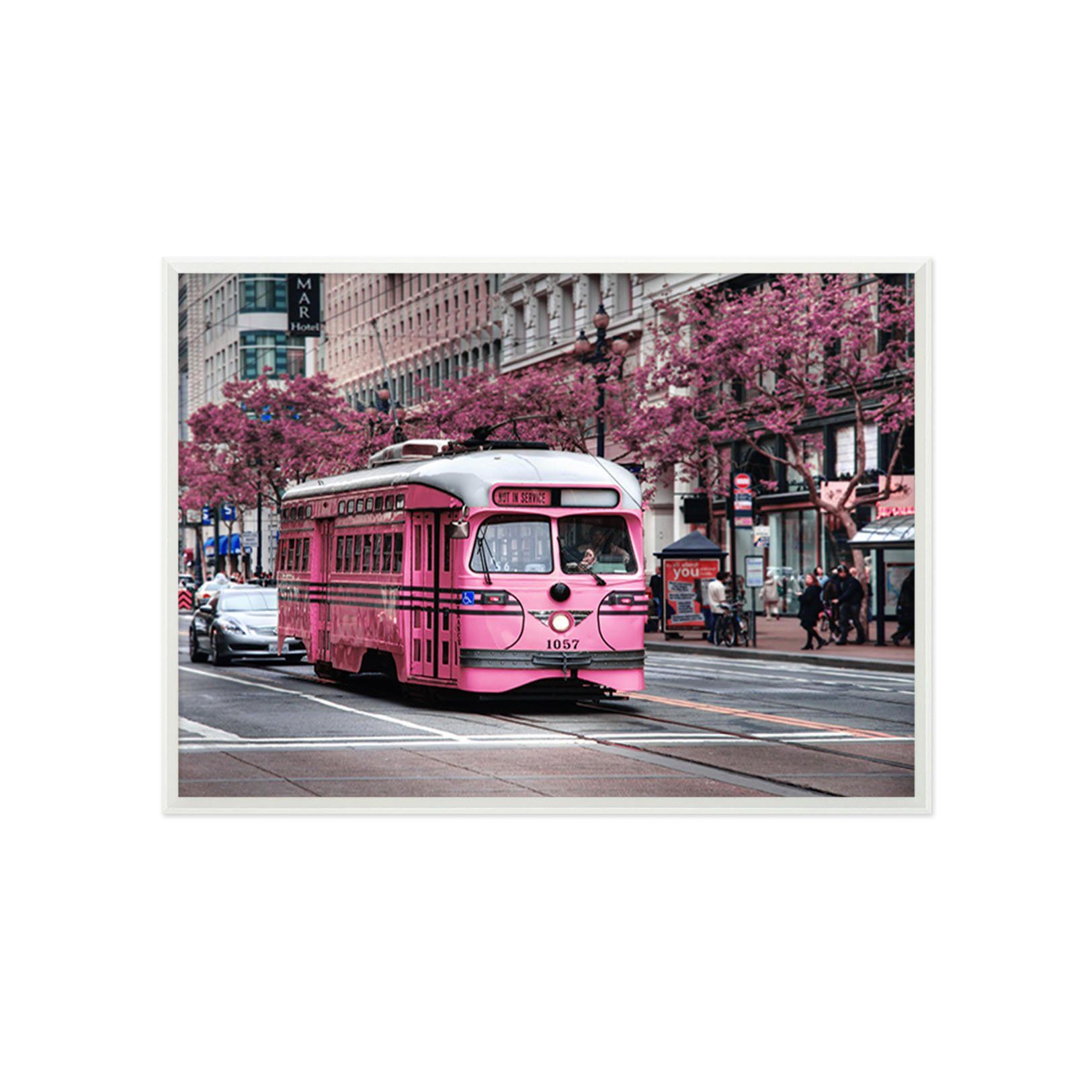 3D Red Bus 027 Fake Framed Print Painting Wallpaper AJ Creativity Home 