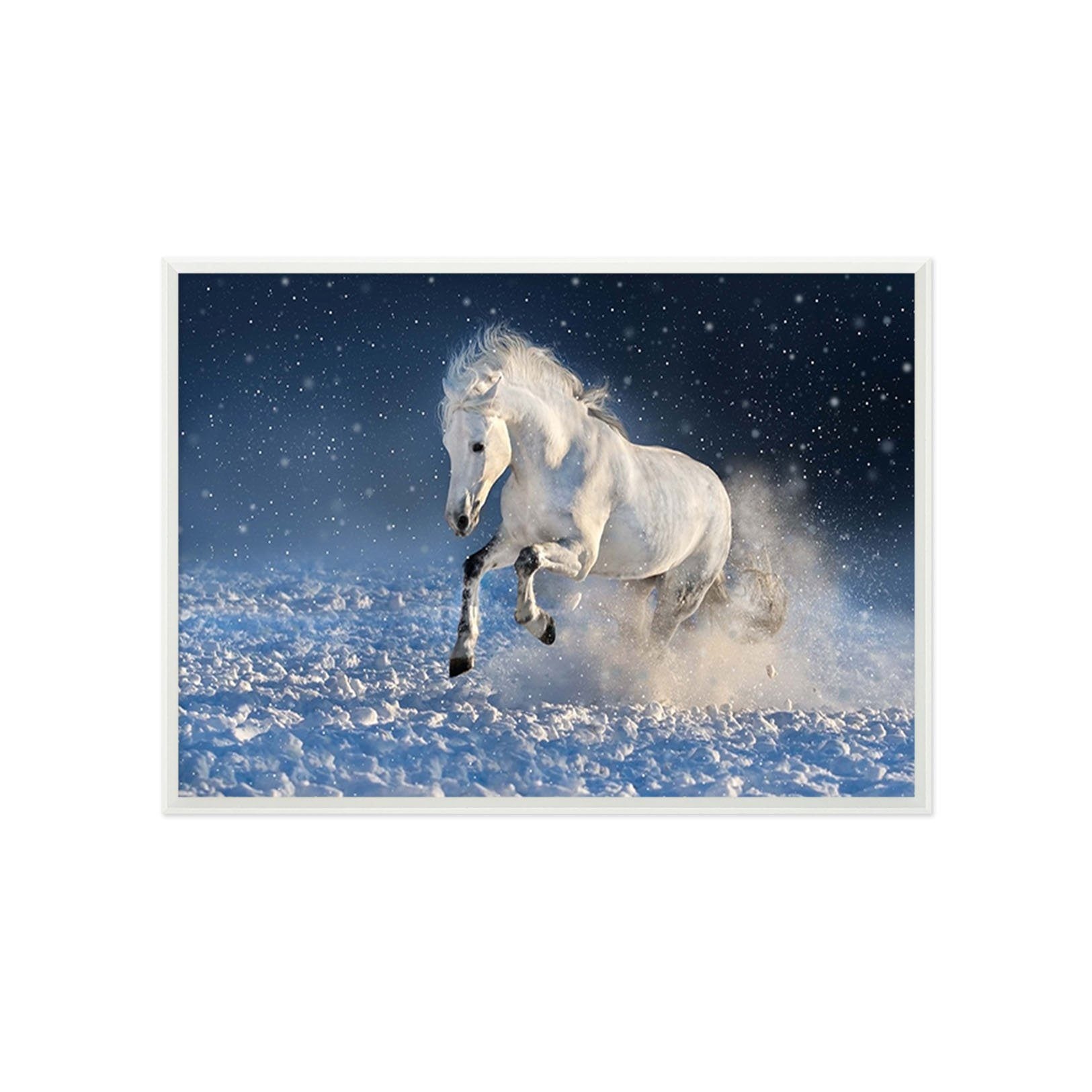 3D White Horse 160 Fake Framed Print Painting Wallpaper AJ Creativity Home 