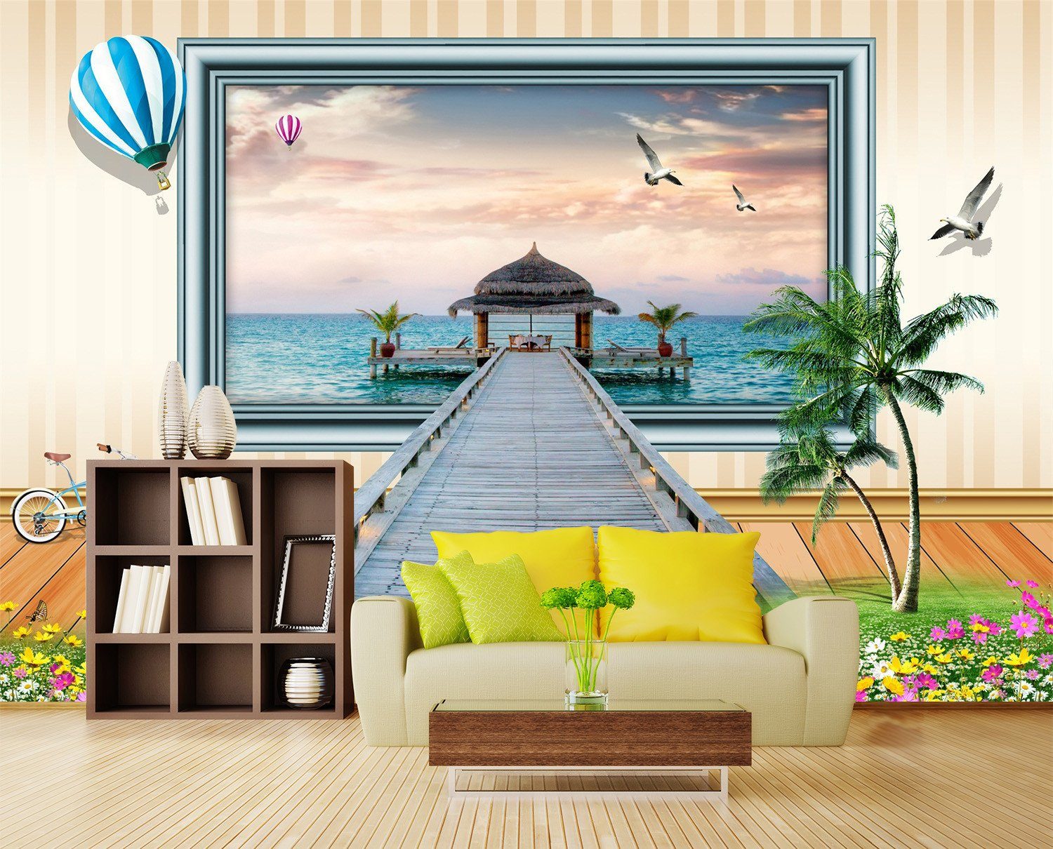 3D Sea Road Pavilion 66 Wallpaper AJ Wallpaper 