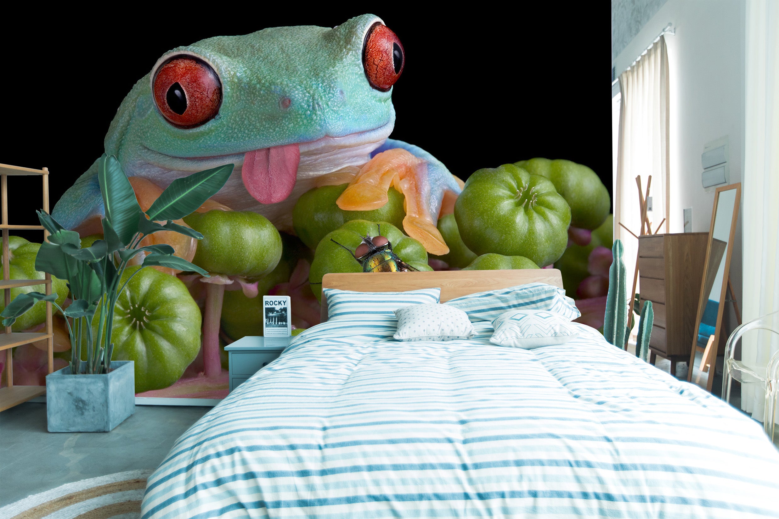 3D Frog Flies 174 Wall Murals