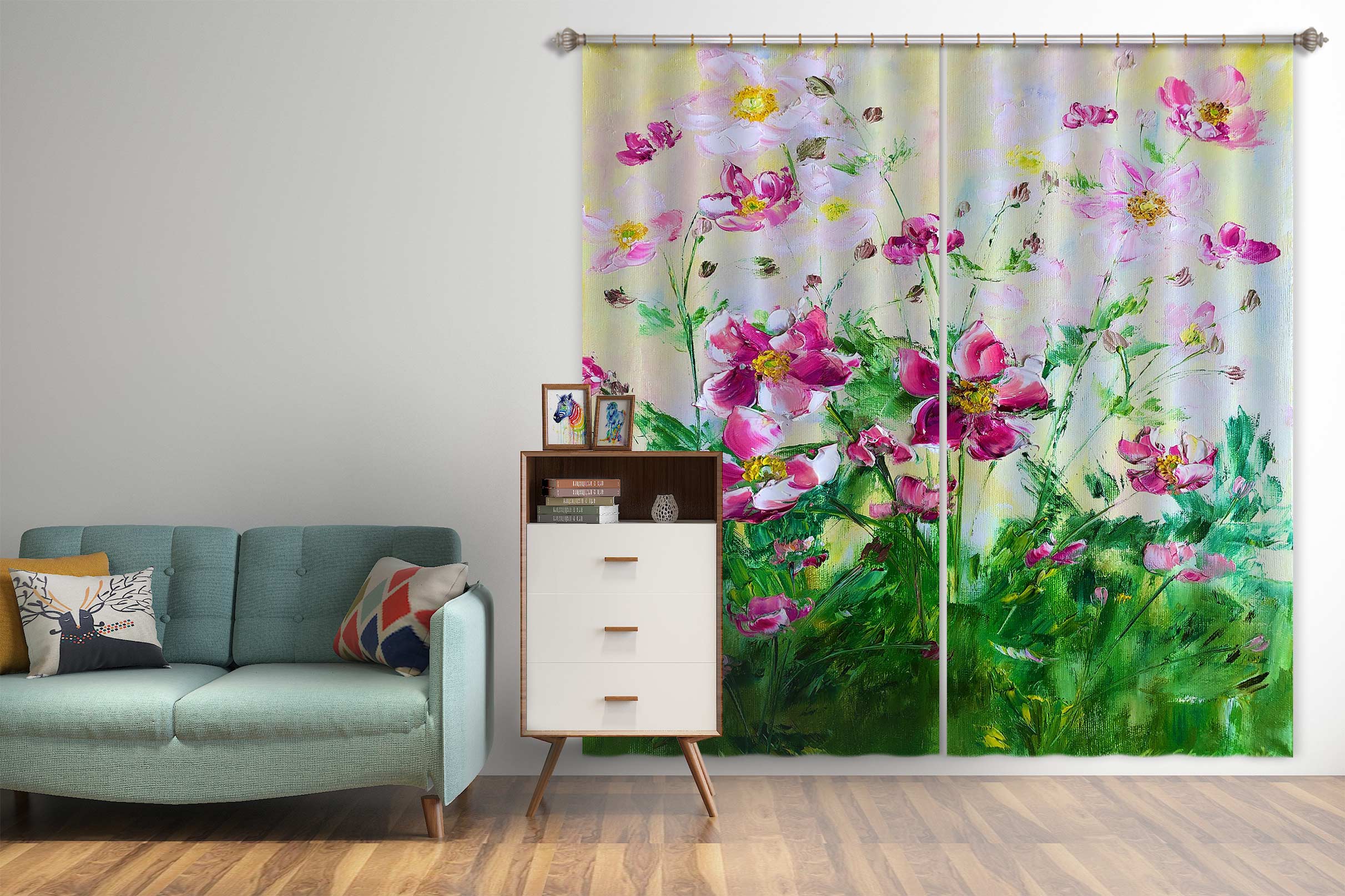 3D Pink Garden 369 Skromova Marina Curtain Curtains Drapes