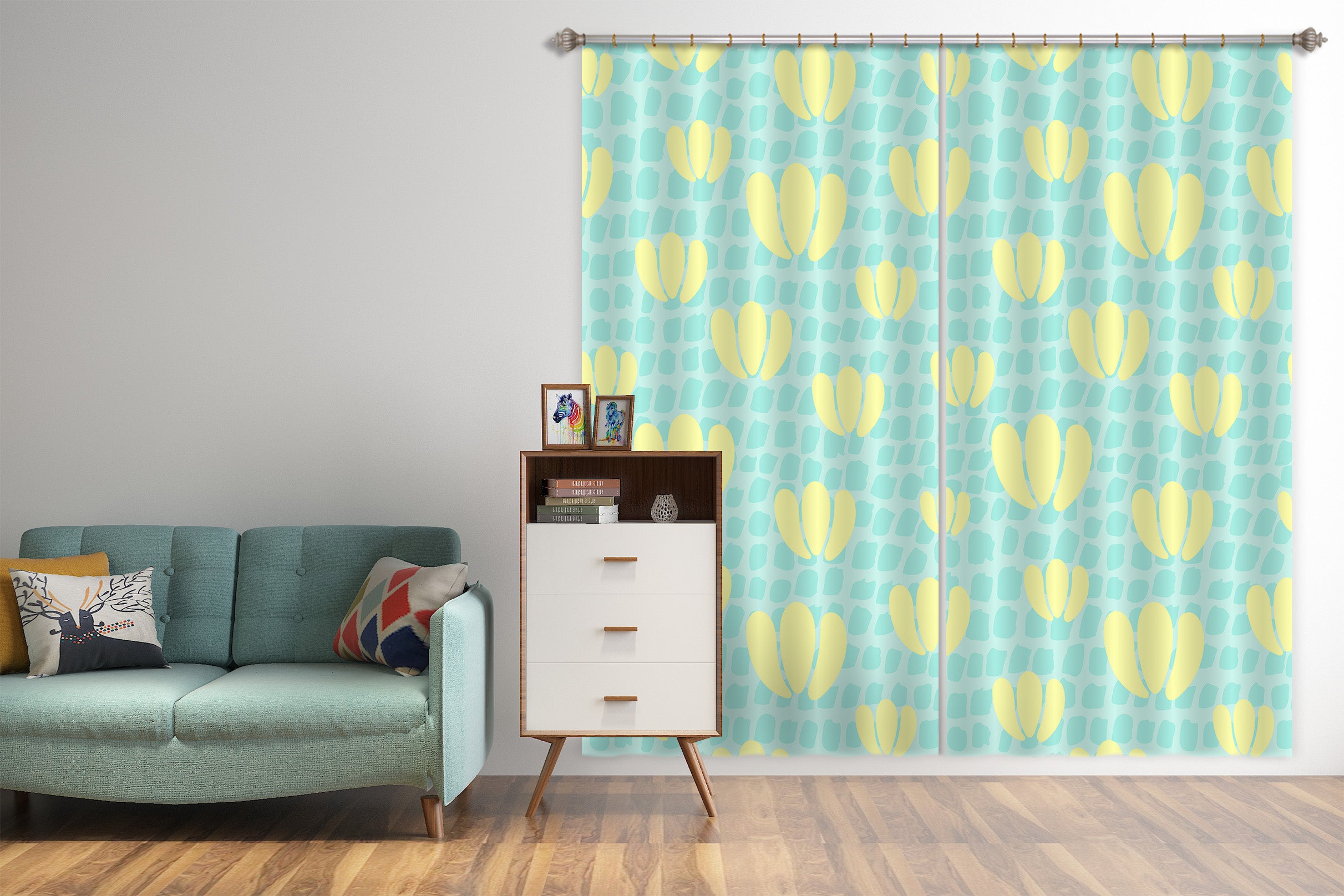 3D Yellow Petal Flower 11185 Kashmira Jayaprakash Curtain Curtains Drapes