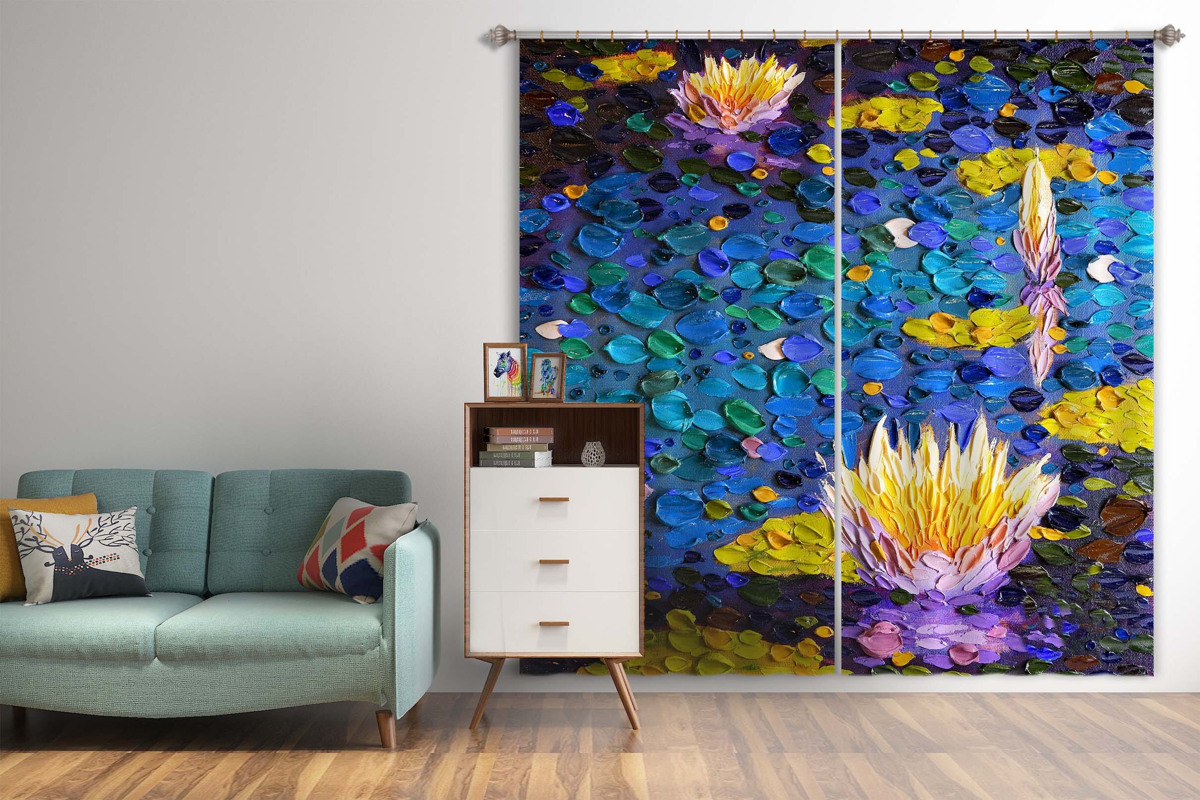 3D Lotus Pond 062 Dena Tollefson Curtain Curtains Drapes Curtains AJ Creativity Home 