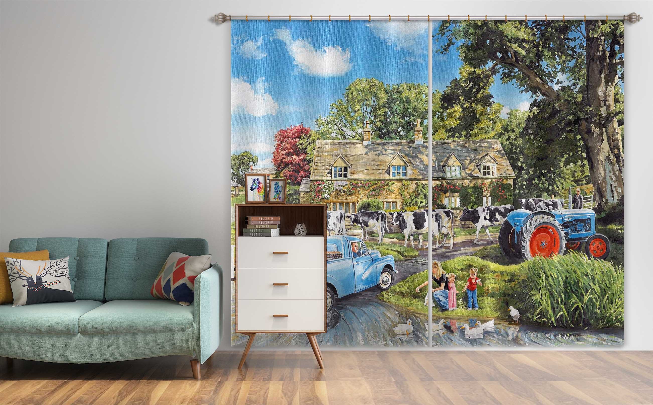 3D Crossing The Ford 058 Trevor Mitchell Curtain Curtains Drapes Curtains AJ Creativity Home 