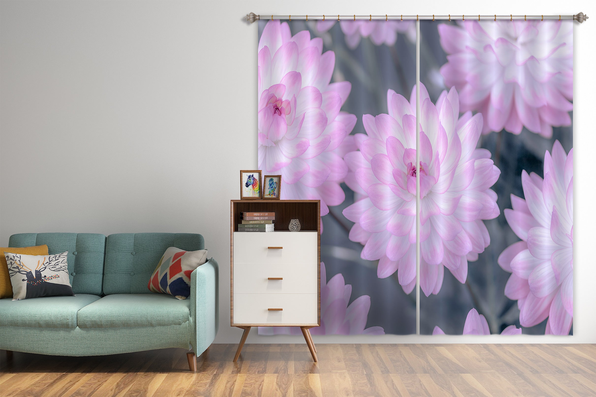 3D Pink Flower 6510 Assaf Frank Curtain Curtains Drapes