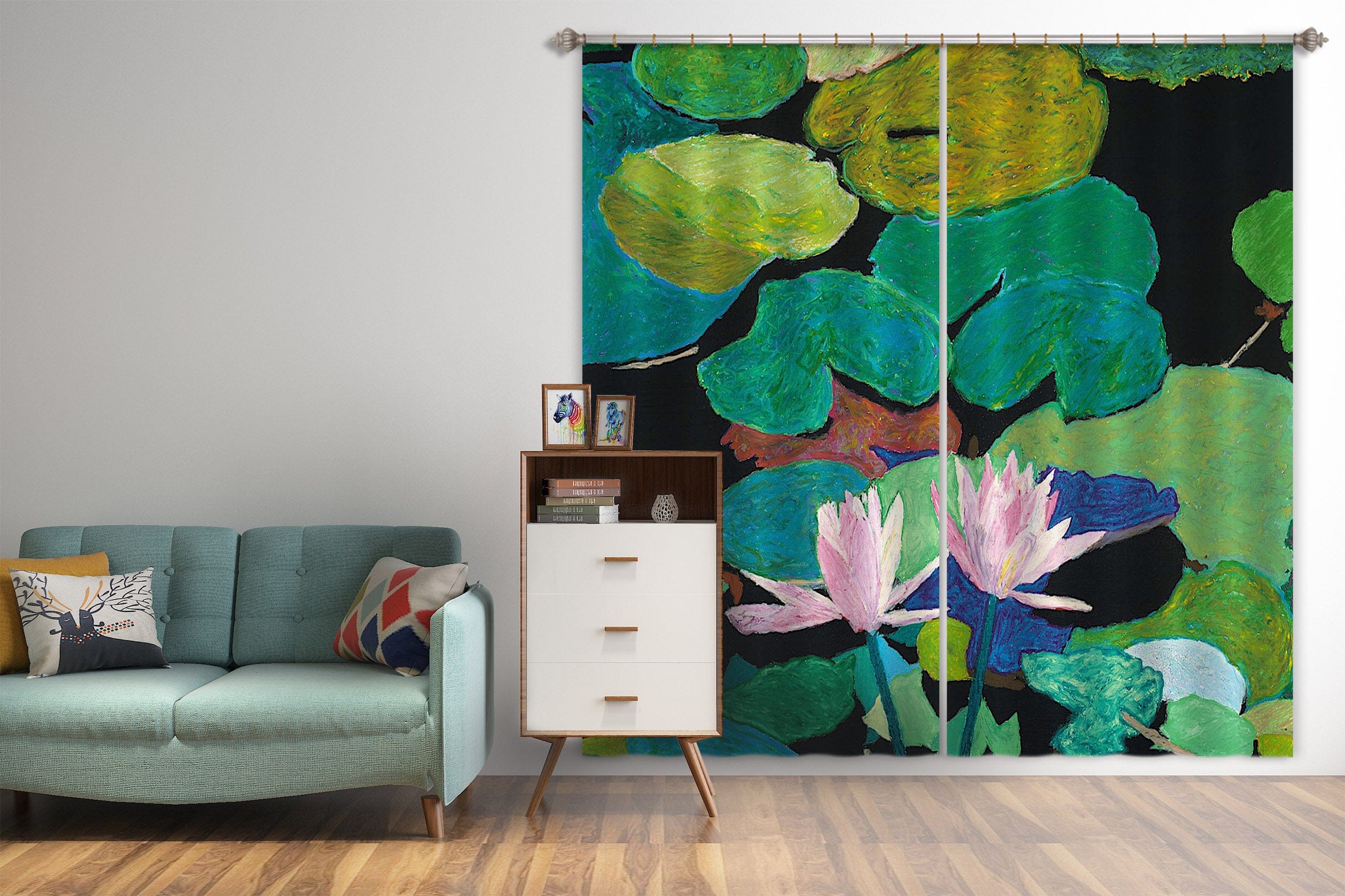 3D Lotus Pond 277 Allan P. Friedlander Curtain Curtains Drapes Curtains AJ Creativity Home 