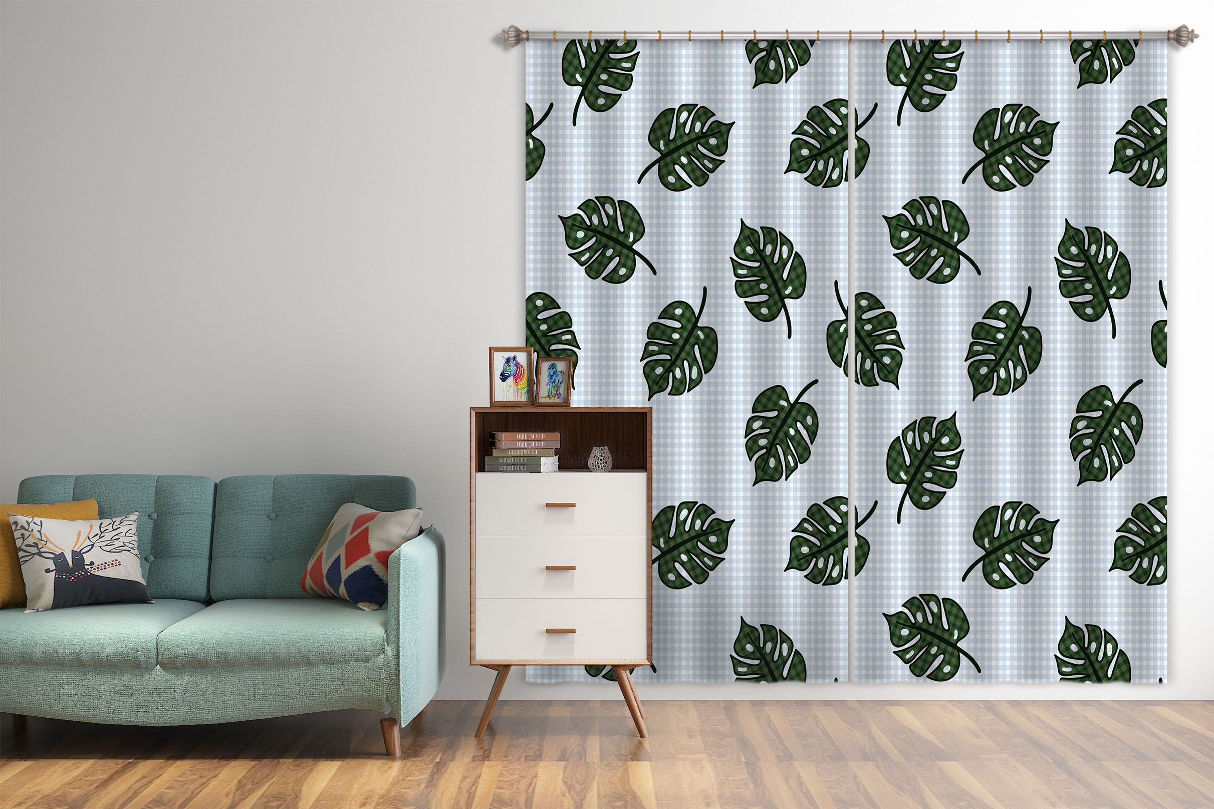 3D Leaves Pattern 11147 Kashmira Jayaprakash Curtain Curtains Drapes