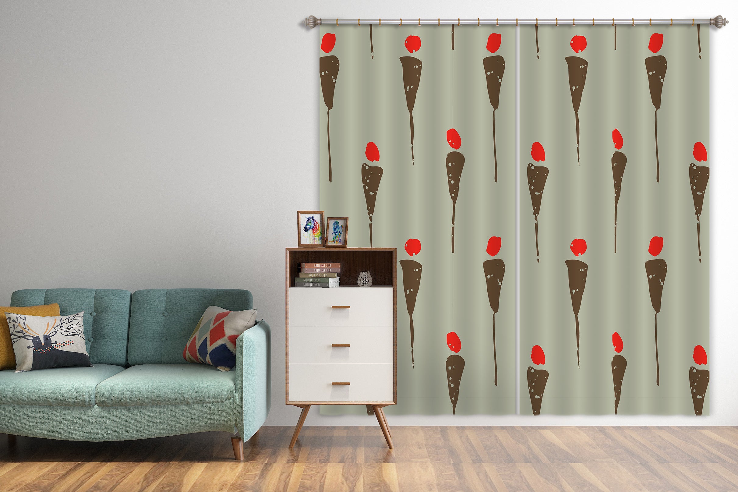 3D Red Dot Pattern 11125 Kashmira Jayaprakash Curtain Curtains Drapes