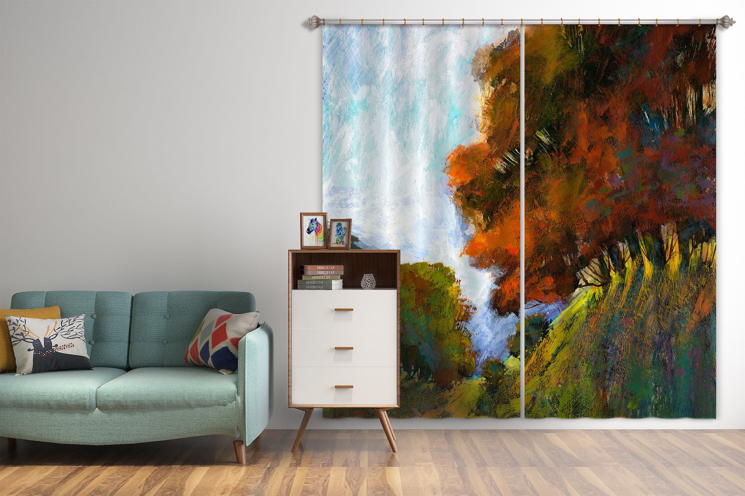 3D Sunny Forest 214 Michael Tienhaara Curtain Curtains Drapes