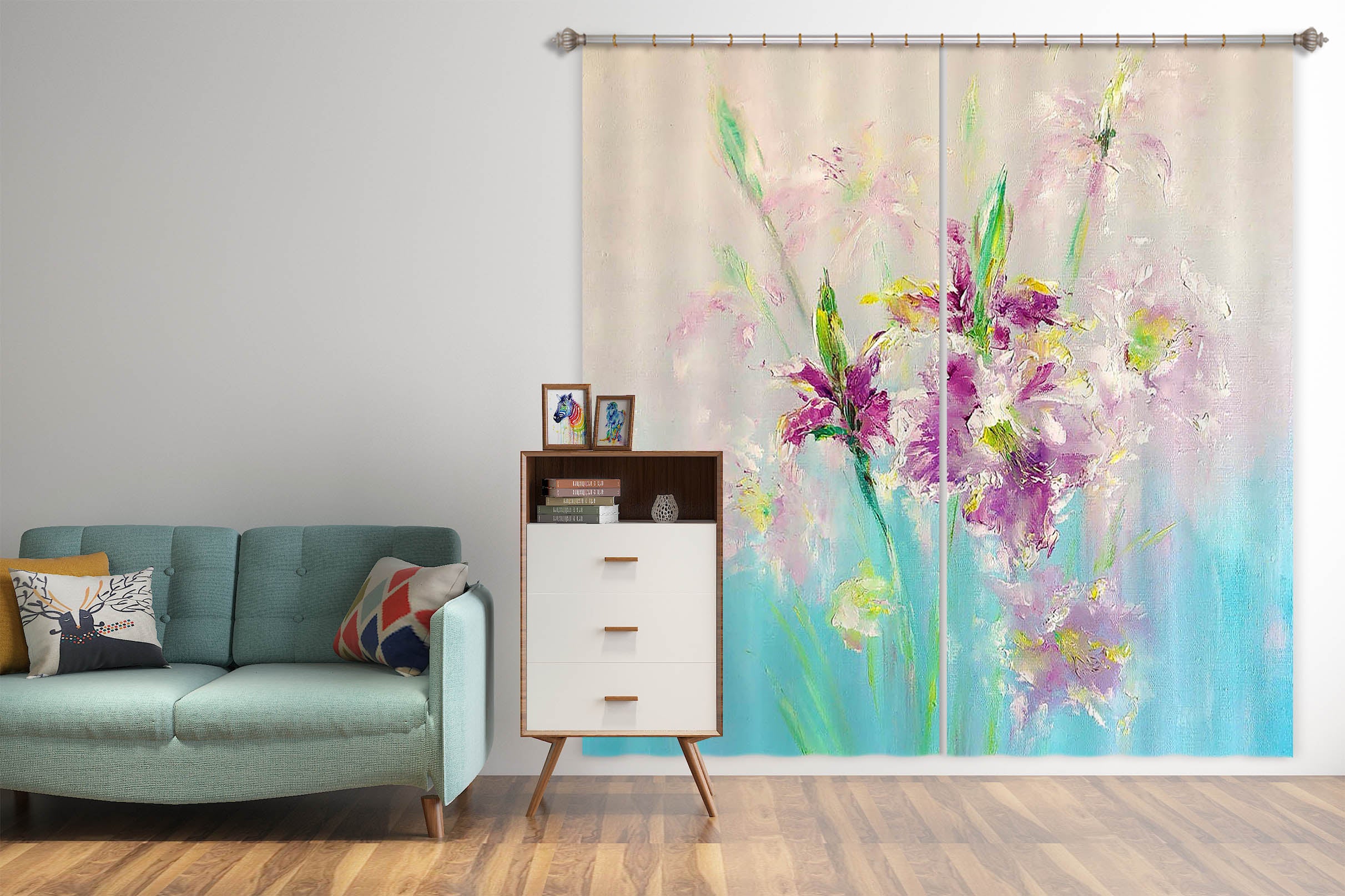 3D Purple Bouquet 2350 Skromova Marina Curtain Curtains Drapes