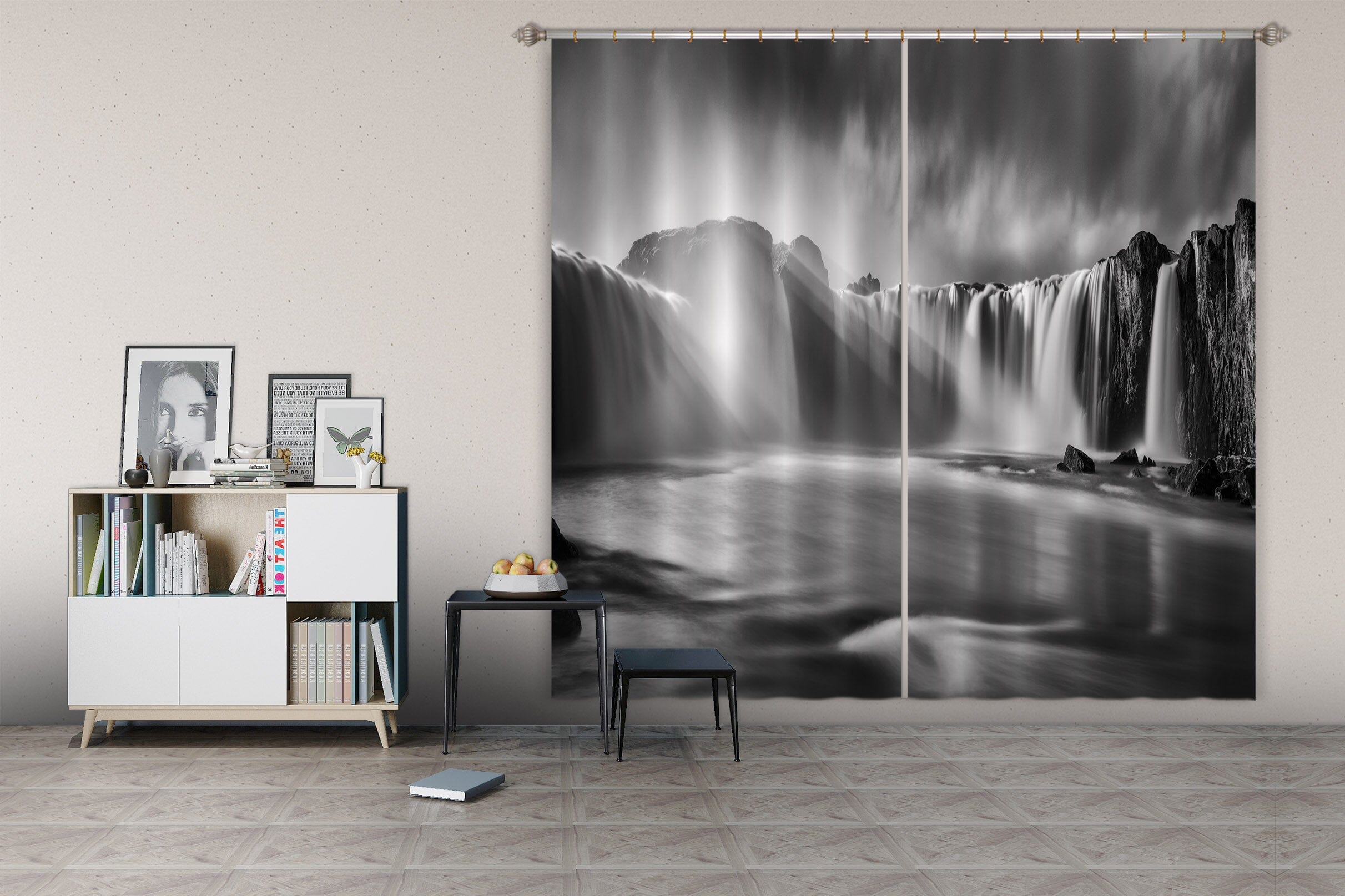 3D Grey Waterfall 131 Marco Carmassi Curtain Curtains Drapes Curtains AJ Creativity Home 