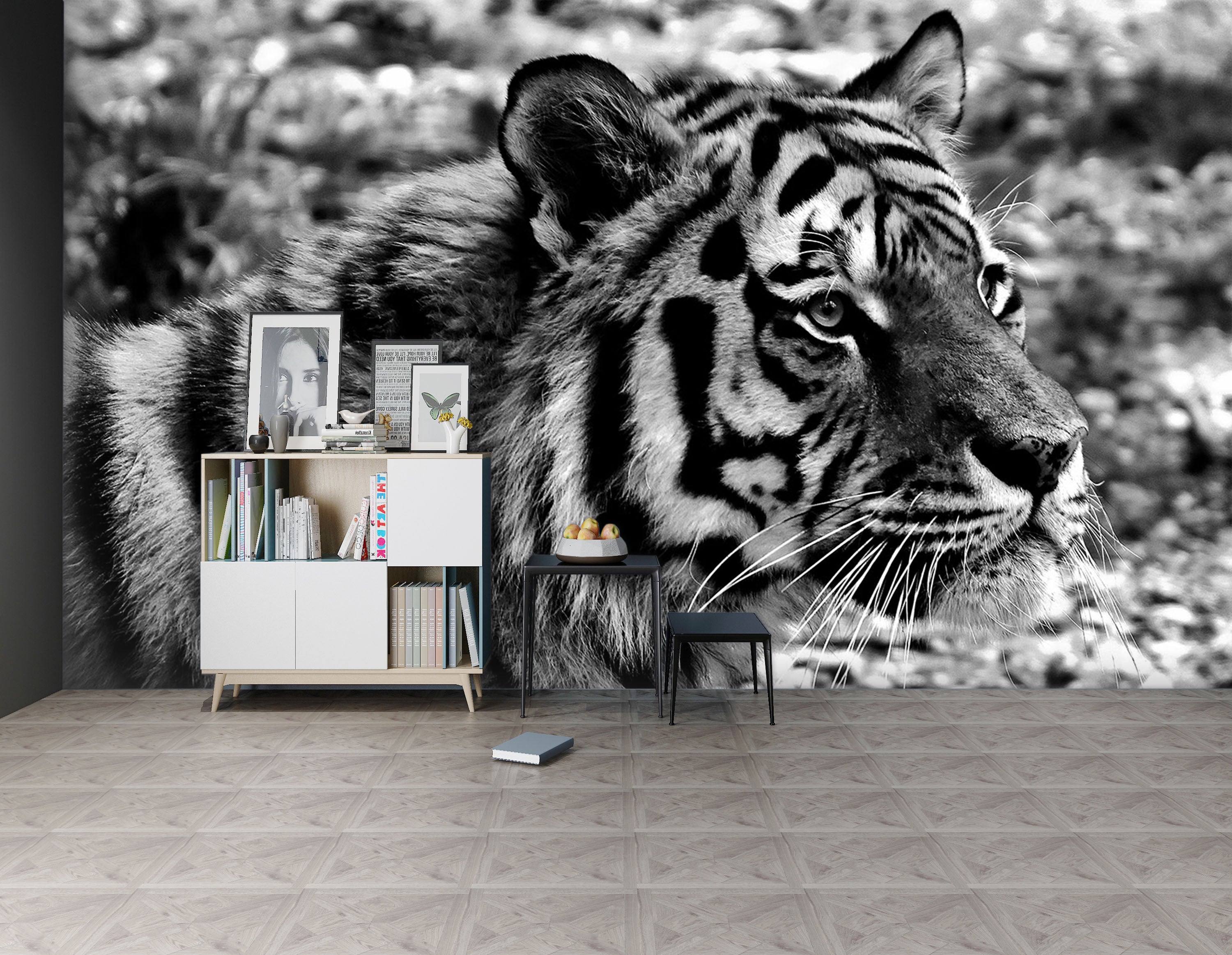 3D Black Tiger 351 Wall Murals