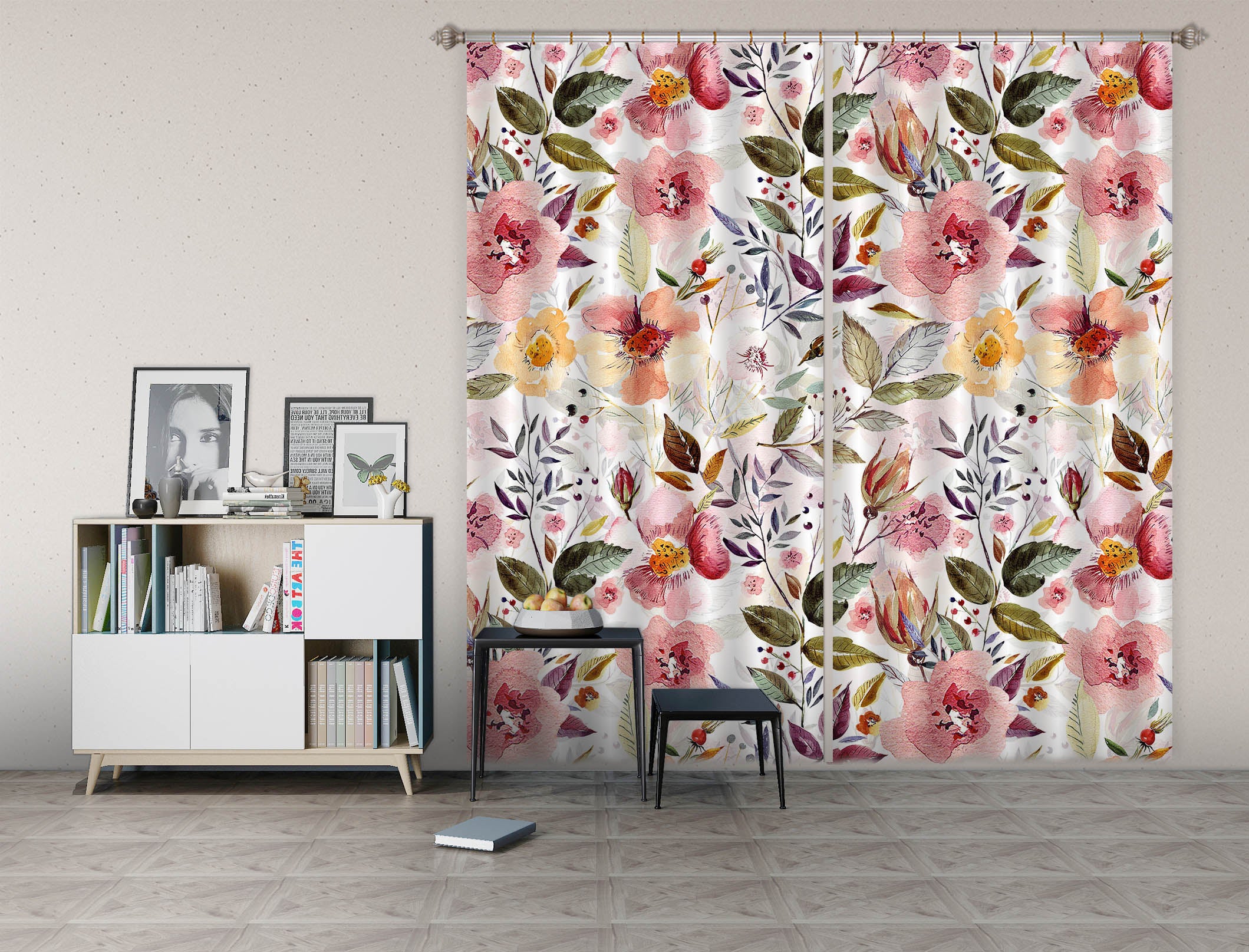 3D Yellow Flower 220 Uta Naumann Curtain Curtains Drapes