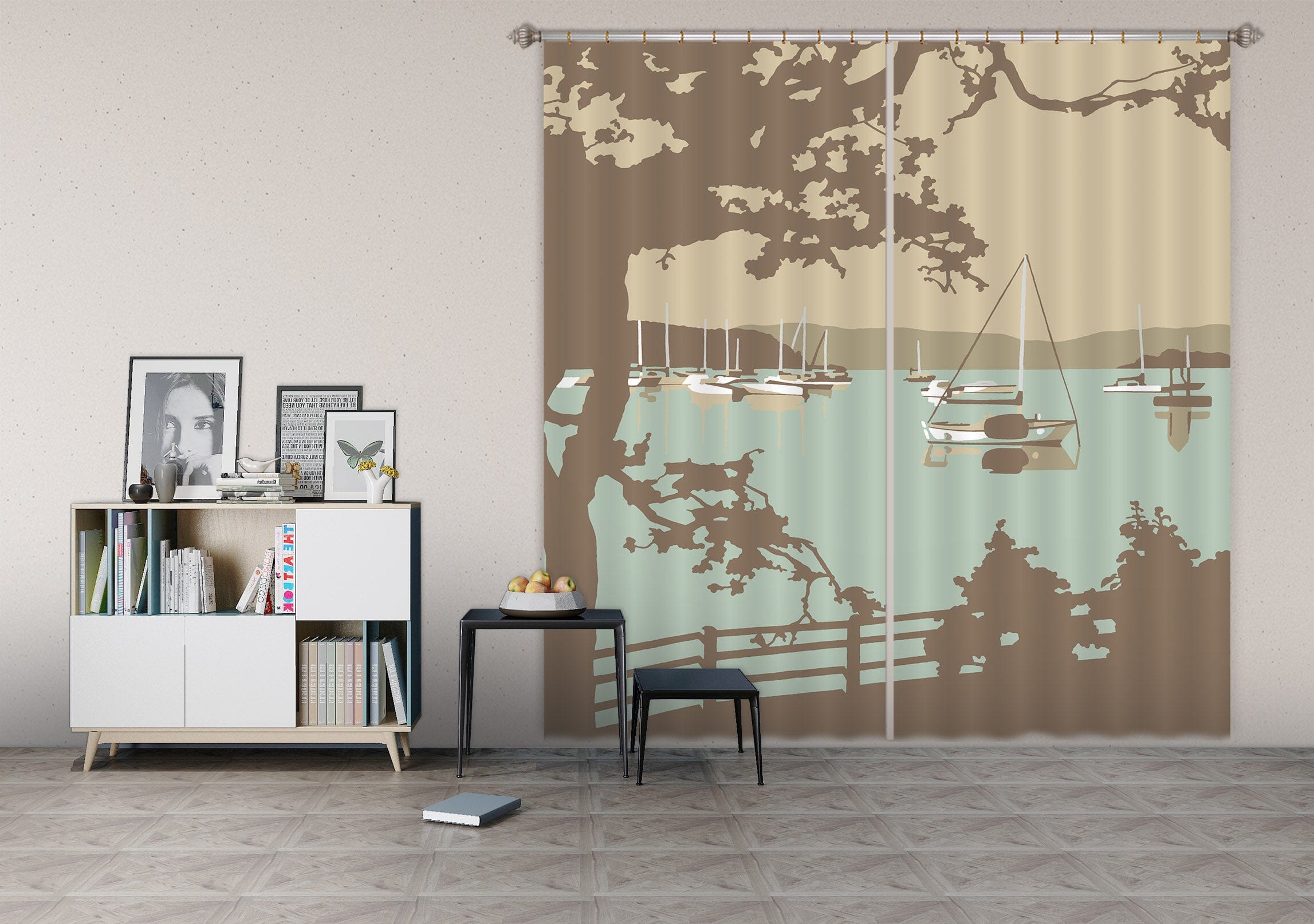 3D Poole Harbour View 134 Steve Read Curtain Curtains Drapes Curtains AJ Creativity Home 