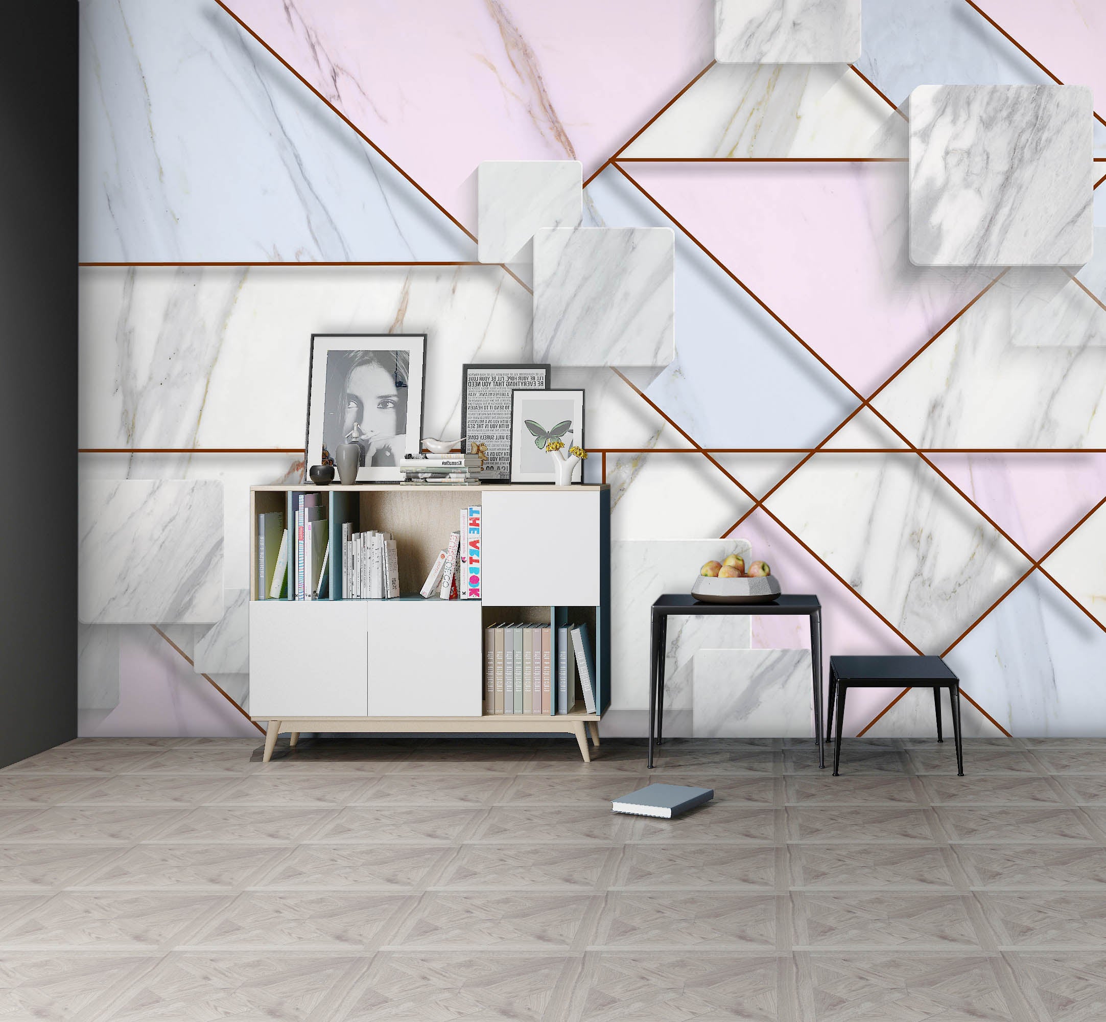 3D Pink Marble 1069 Wall Murals