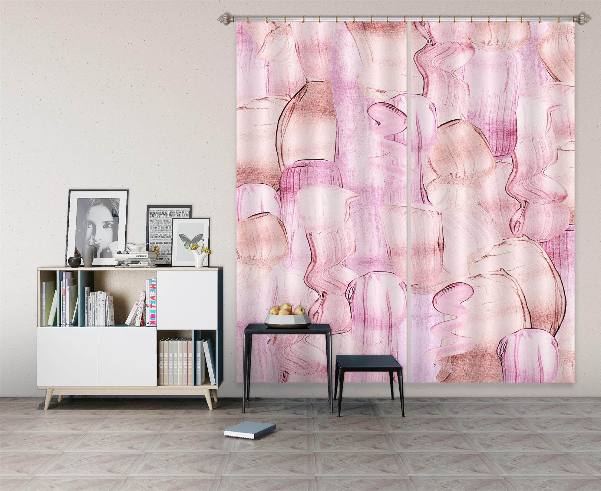 3D Pink Pigment 192 Uta Naumann Curtain Curtains Drapes