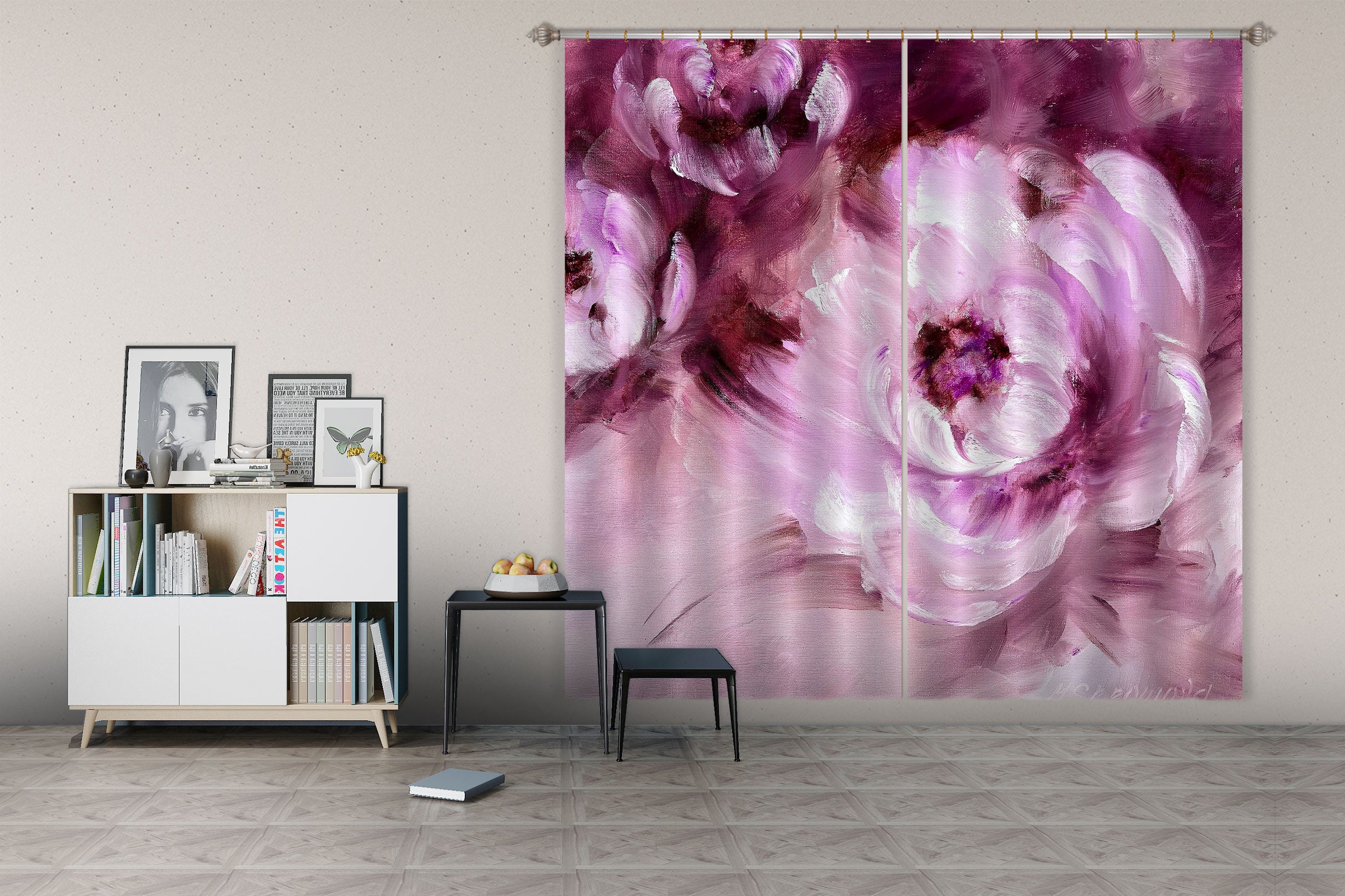 3D Pink Flower 366 Skromova Marina Curtain Curtains Drapes