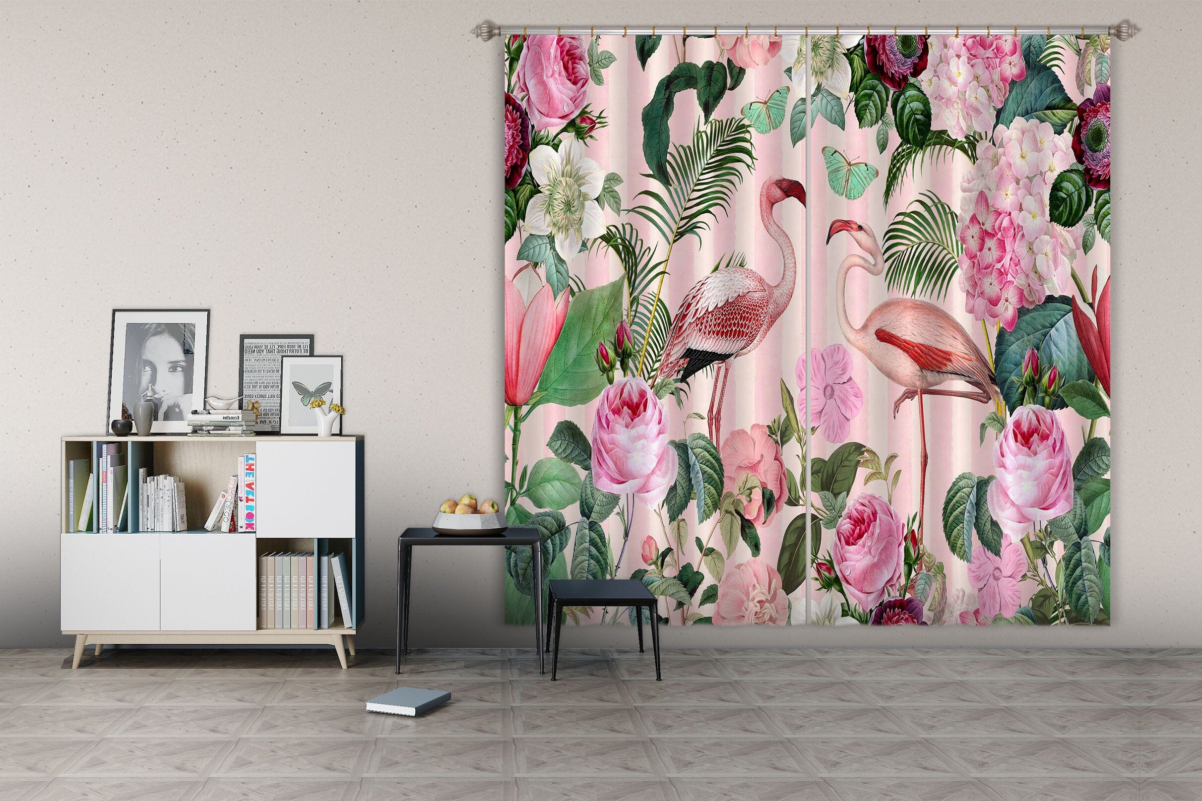 3D Flamingo Paradise 054 Andrea haase Curtain Curtains Drapes Curtains AJ Creativity Home 