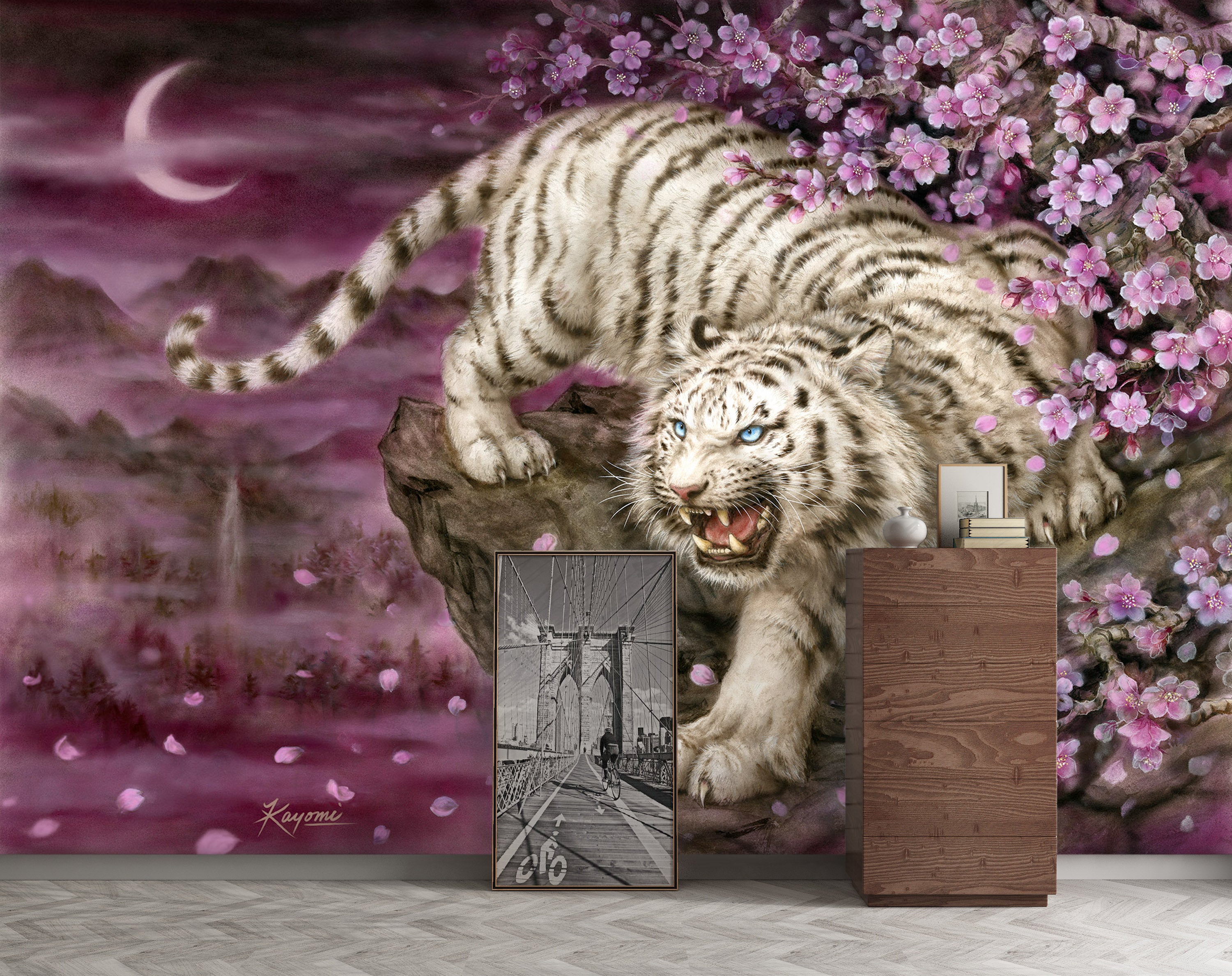 3D Flower Tiger 5453 Kayomi Harai Wall Mural Wall Murals