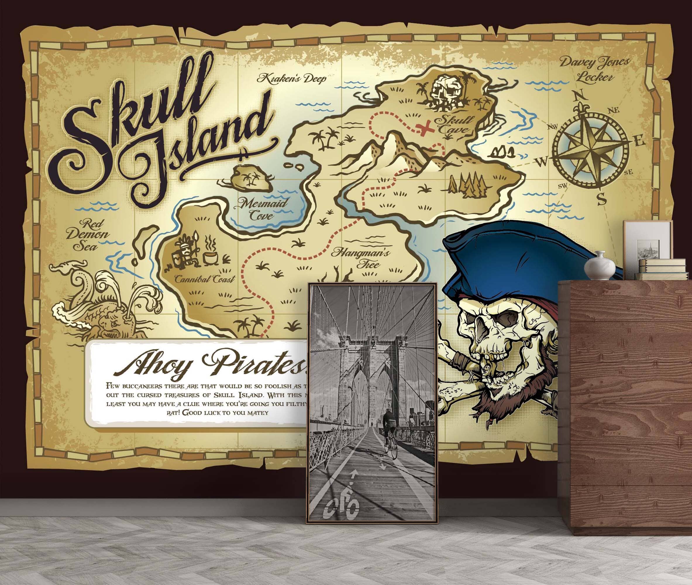 3D Skull Treasure Map 033 Wall Murals Wallpaper AJ Wallpaper 2 