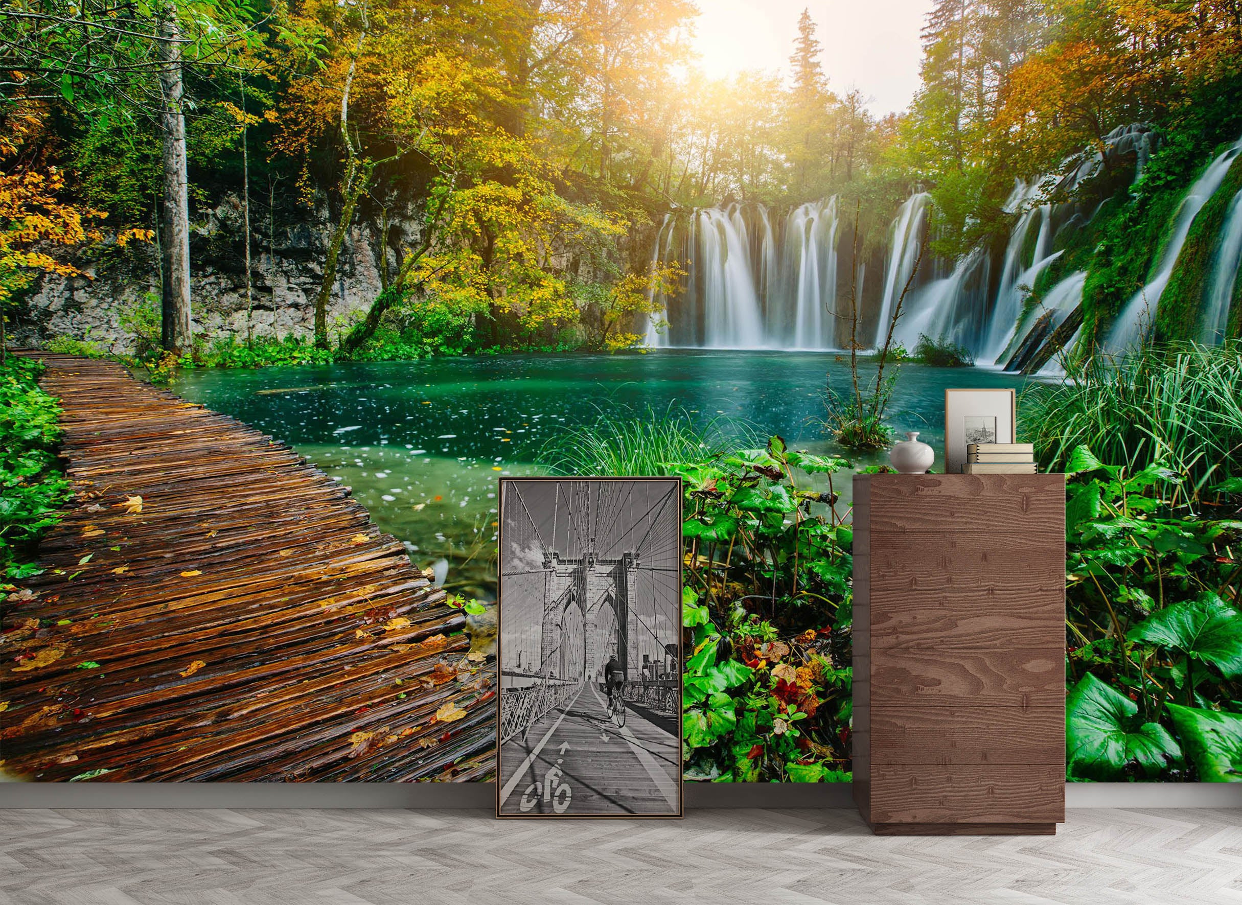 3D Waterfall Lake 1121 Wall Murals