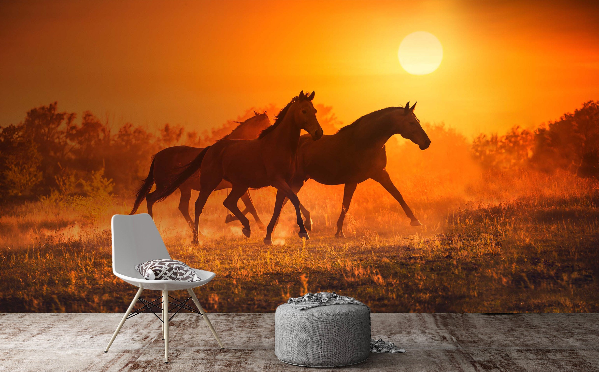 3D Sunset Horse 2028 Wall Murals