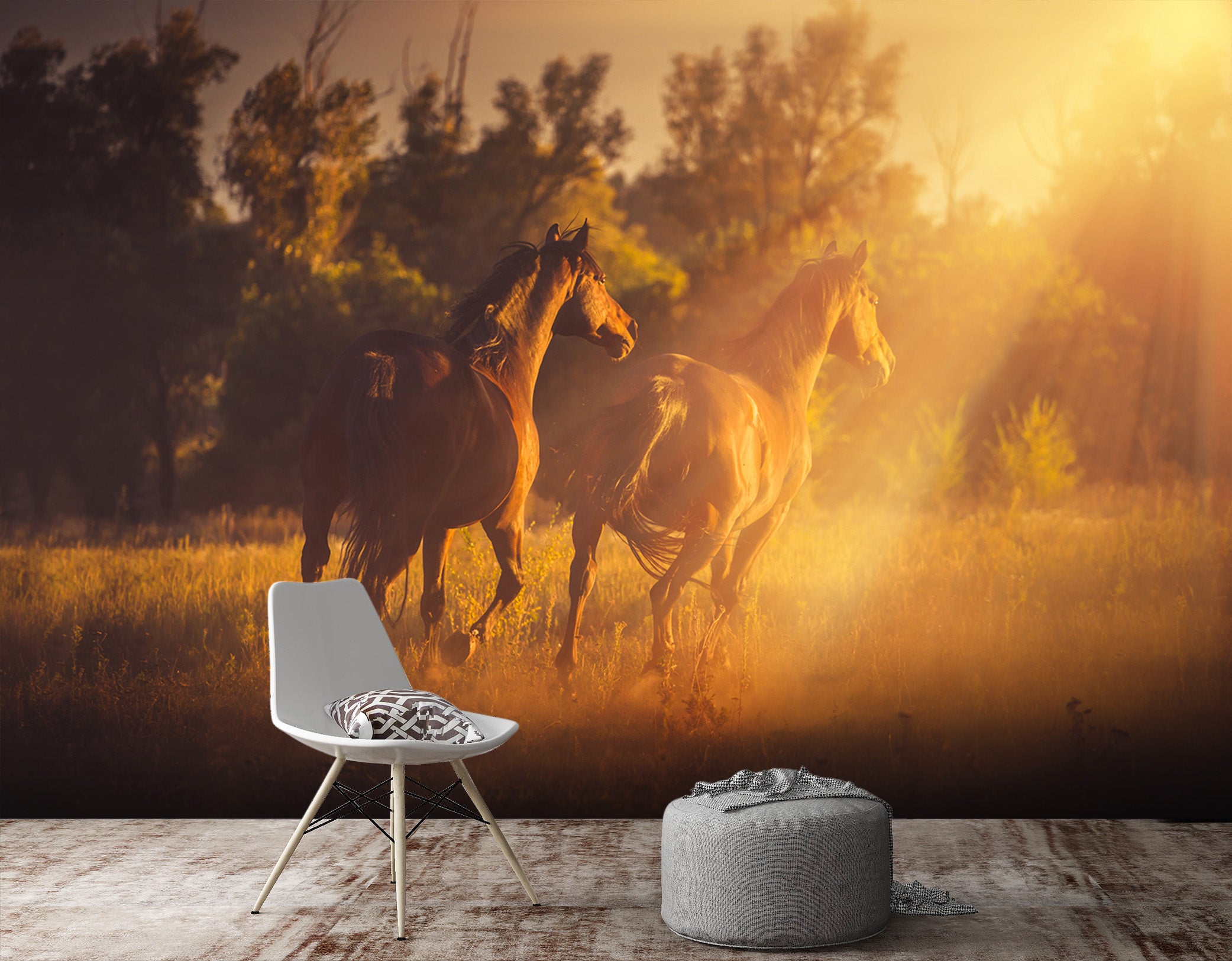 3D Dusk Horse Herd 108 Wall Murals