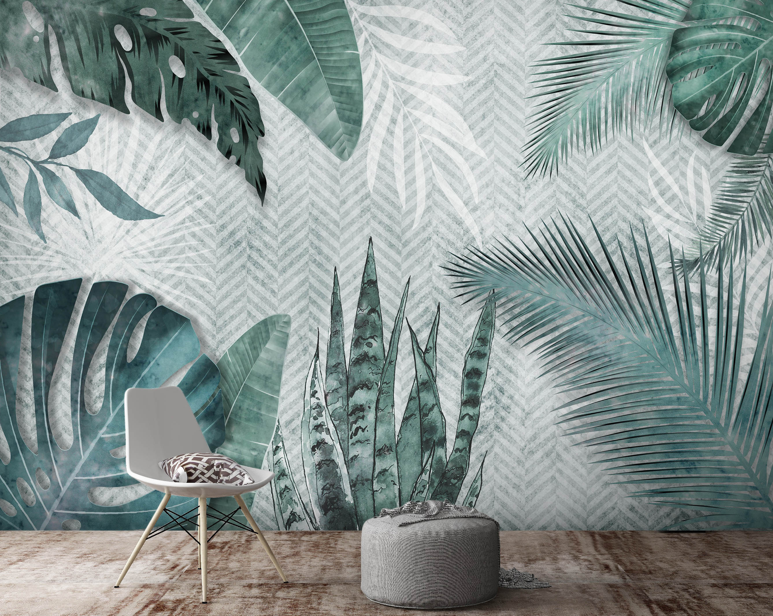 3D Green Leaves 1076 Wall Murals