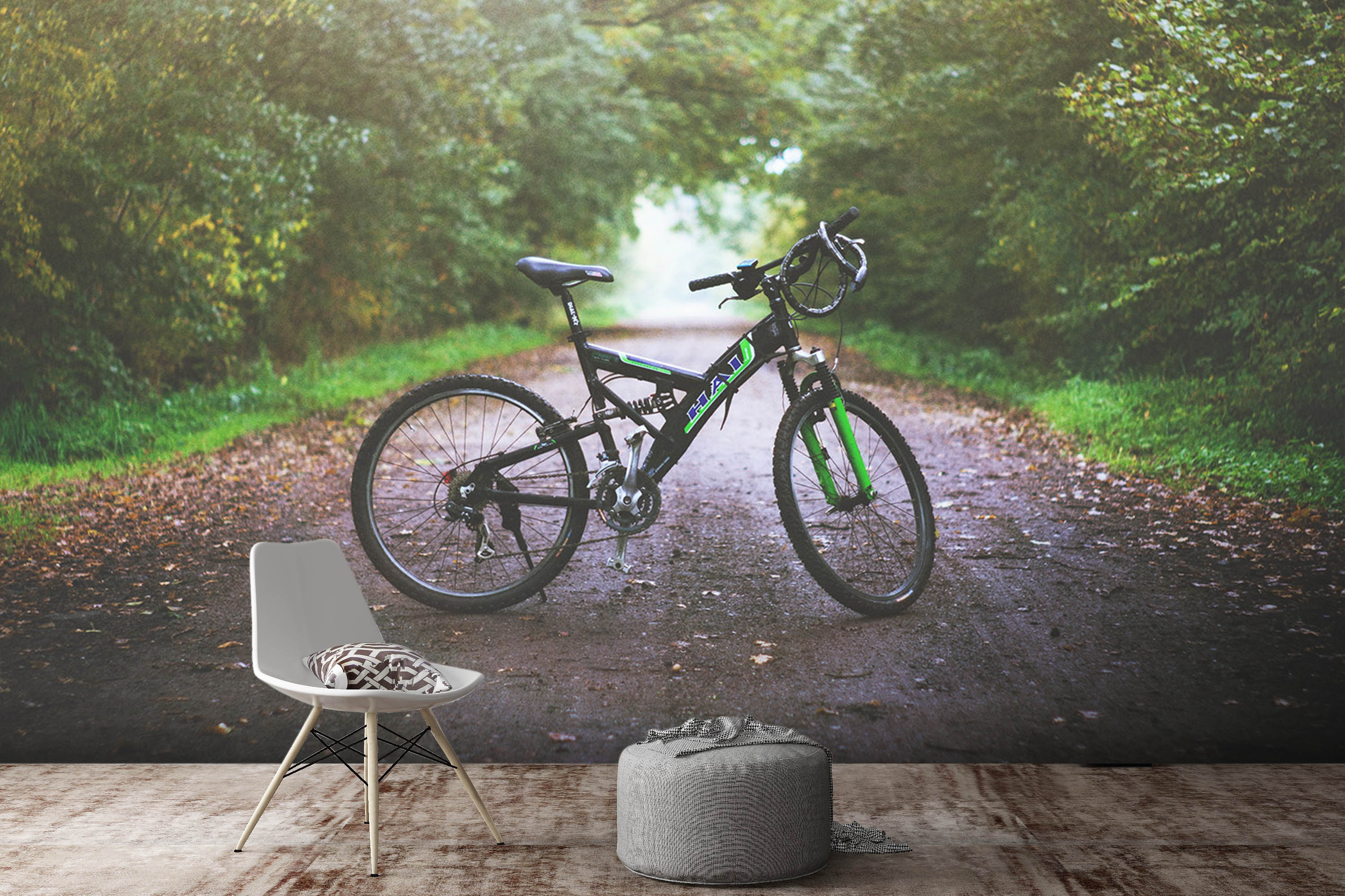 3D Forest Bicycle 054 Vehicle Wall Murals