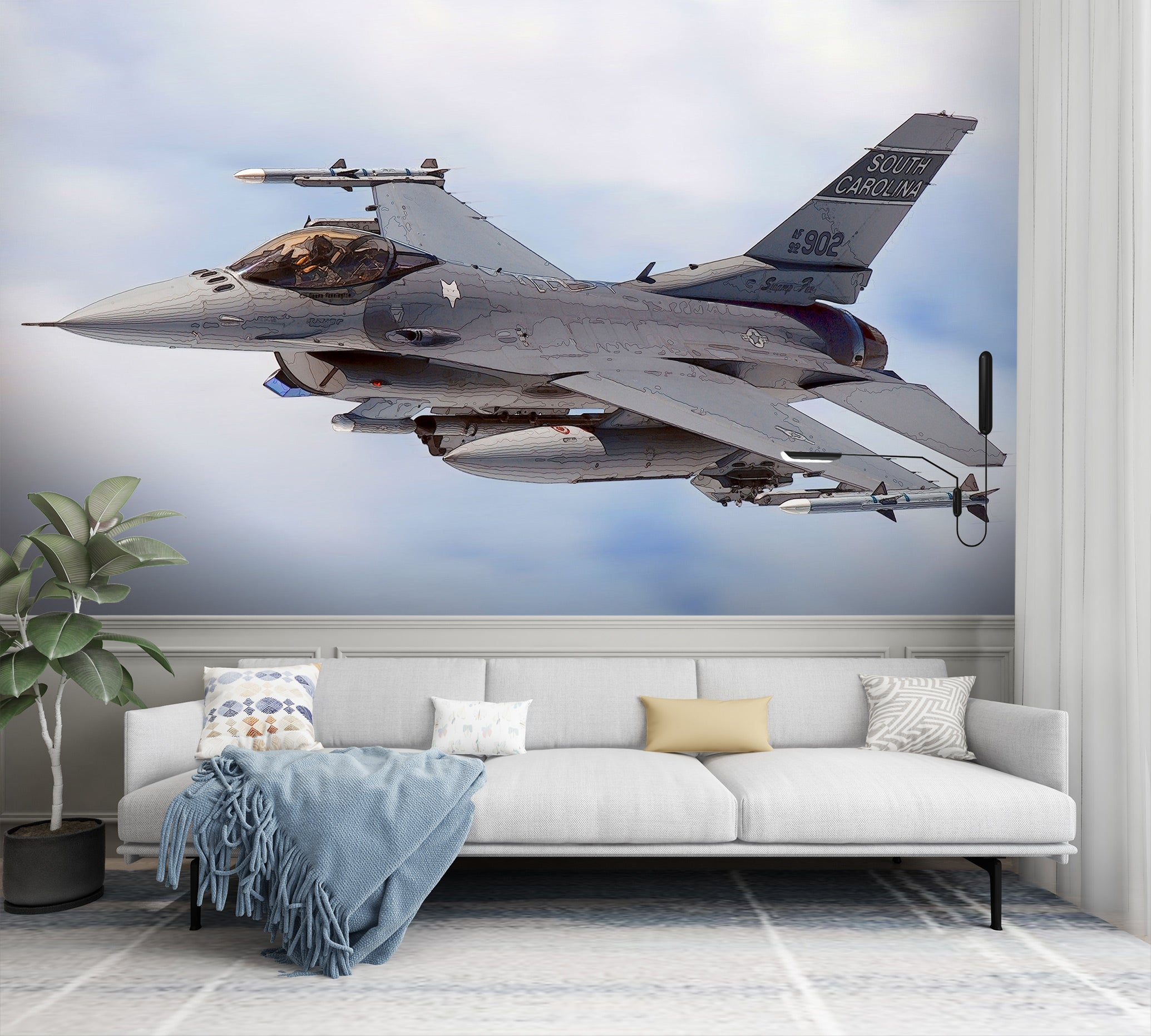 3D Sky Fighter Airplane 9113 Alius Herb Wall Mural Wall Murals