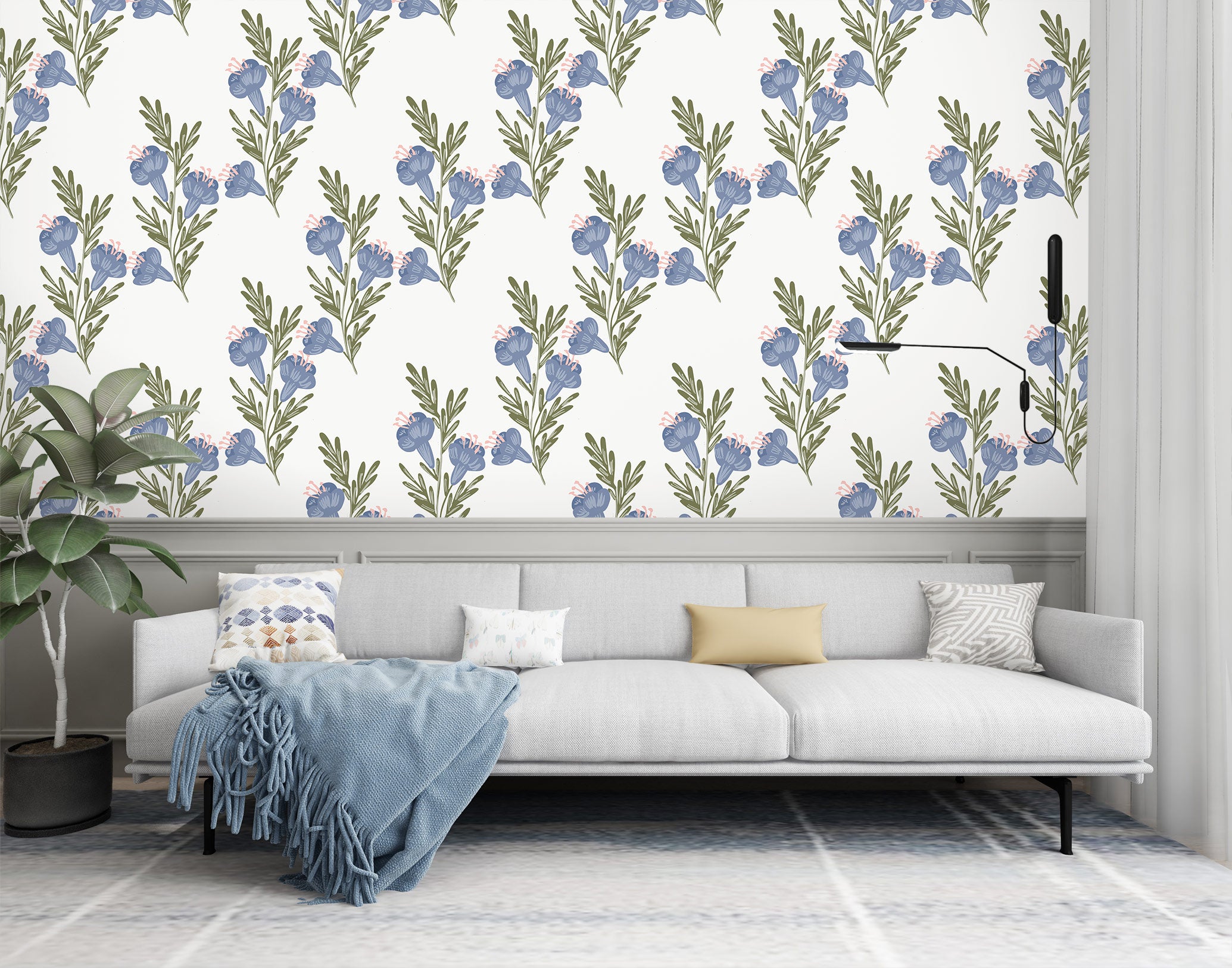 3D Blue Flower Clusters 120119 Kashmira Jayaprakash Wall Mural Wall Murals