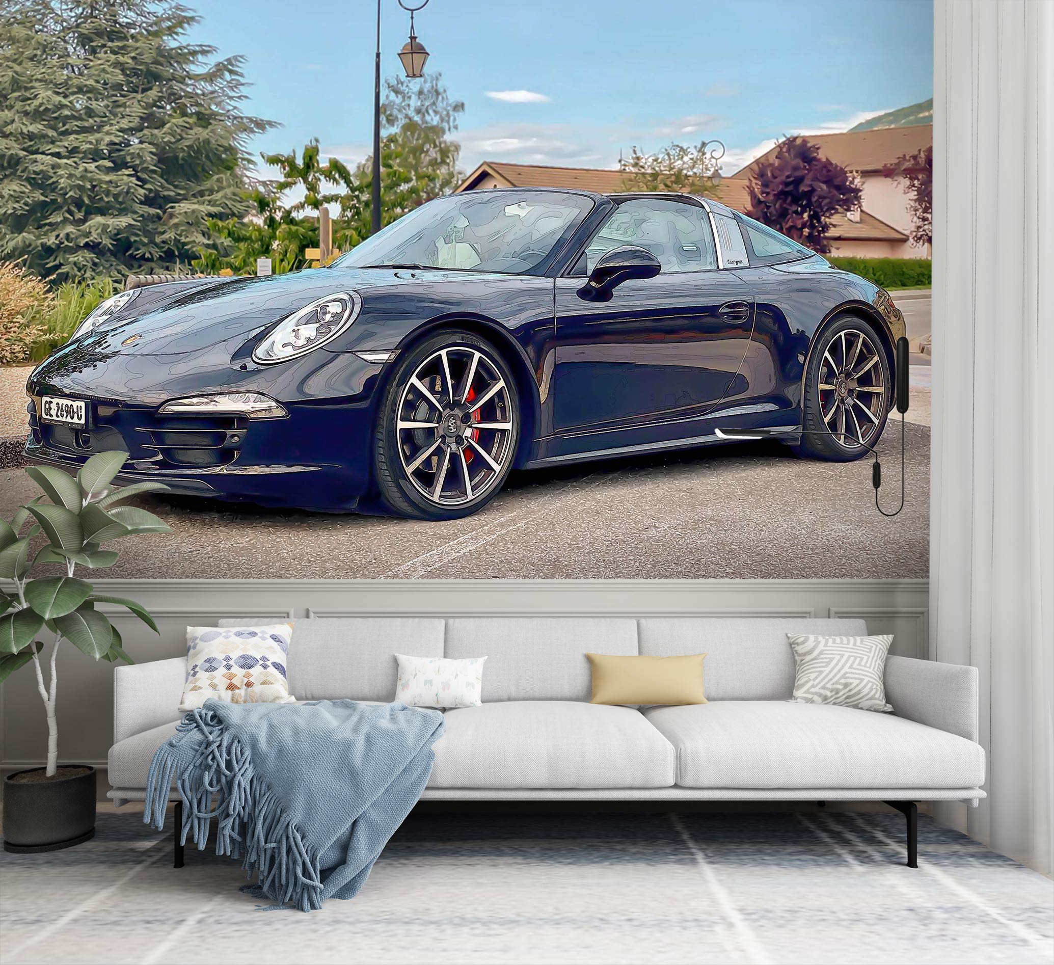 3D Black Sports Car 9163 Alius Herb Wall Mural Wall Murals