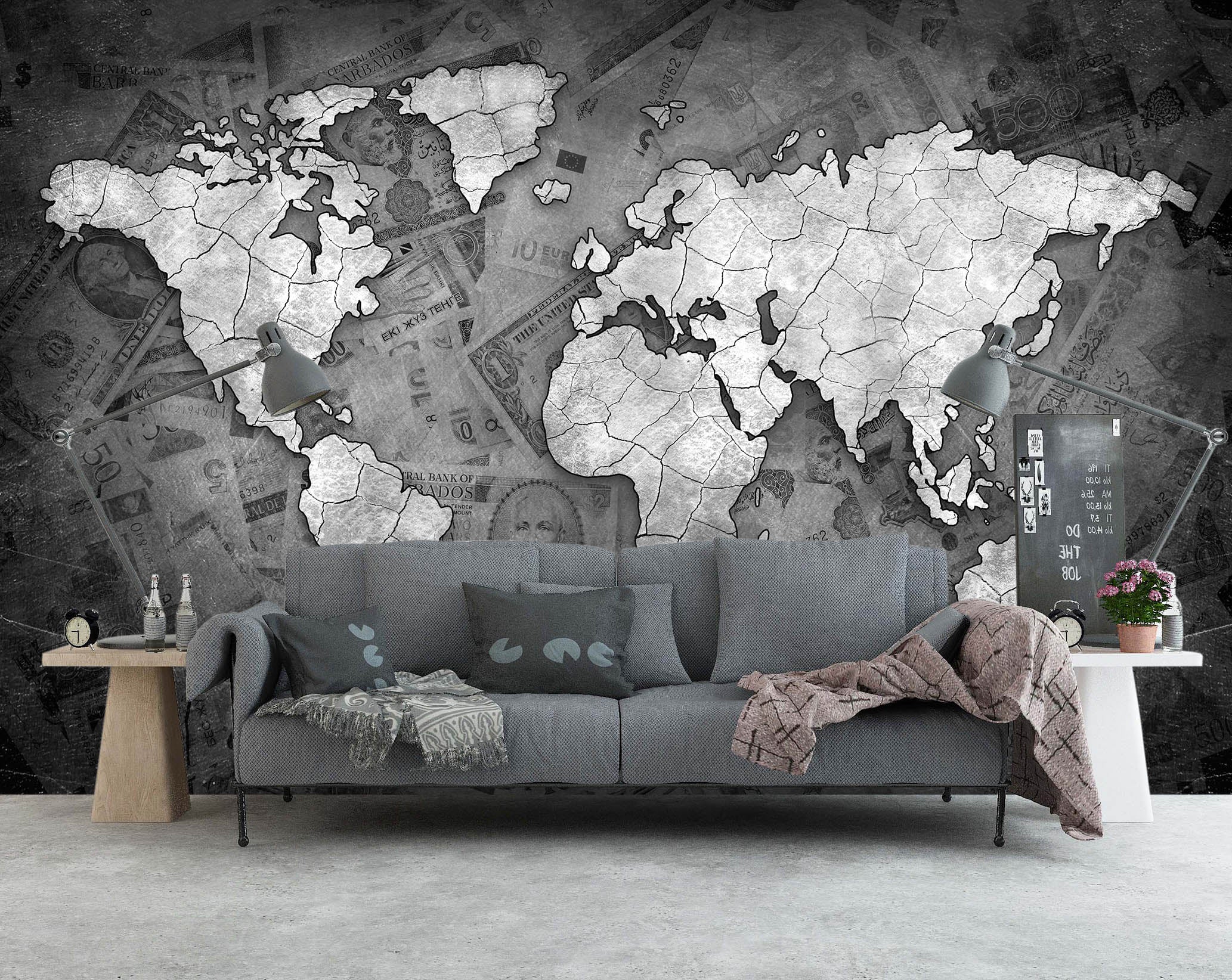 3D Modern Style 2009 World Map Wall Murals