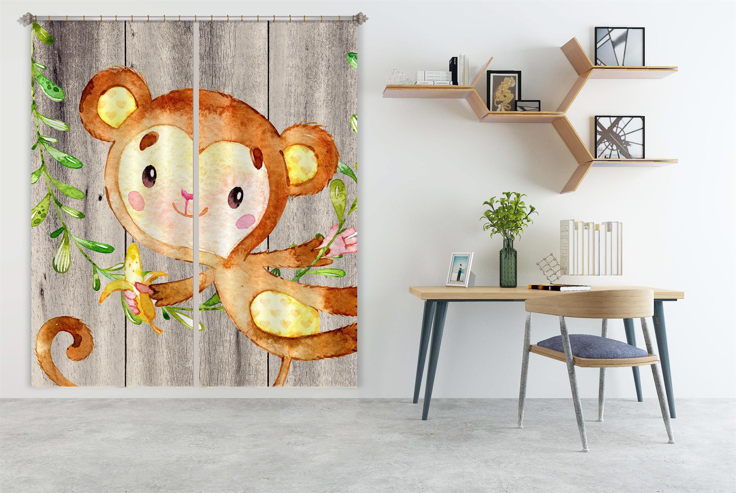 3D Cartoon Monkey 161 Uta Naumann Curtain Curtains Drapes