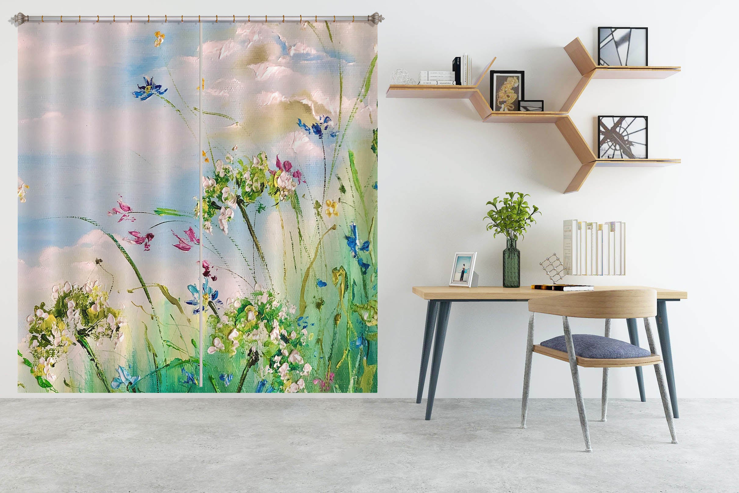 3D Green Grass Flower 2356 Skromova Marina Curtain Curtains Drapes