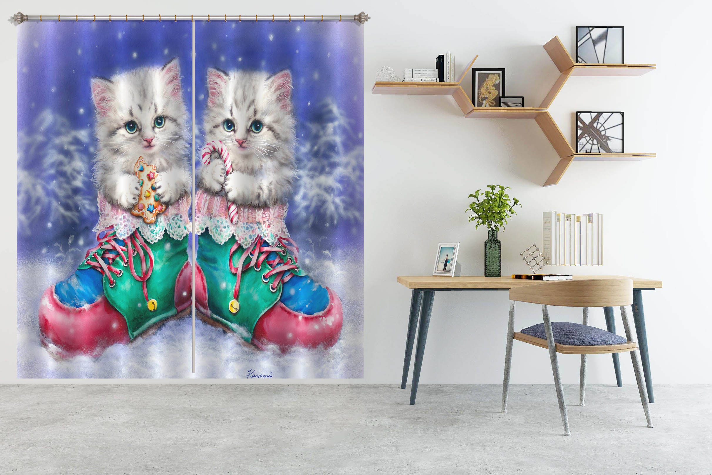 3D Cat Shoes 9095 Kayomi Harai Curtain Curtains Drapes