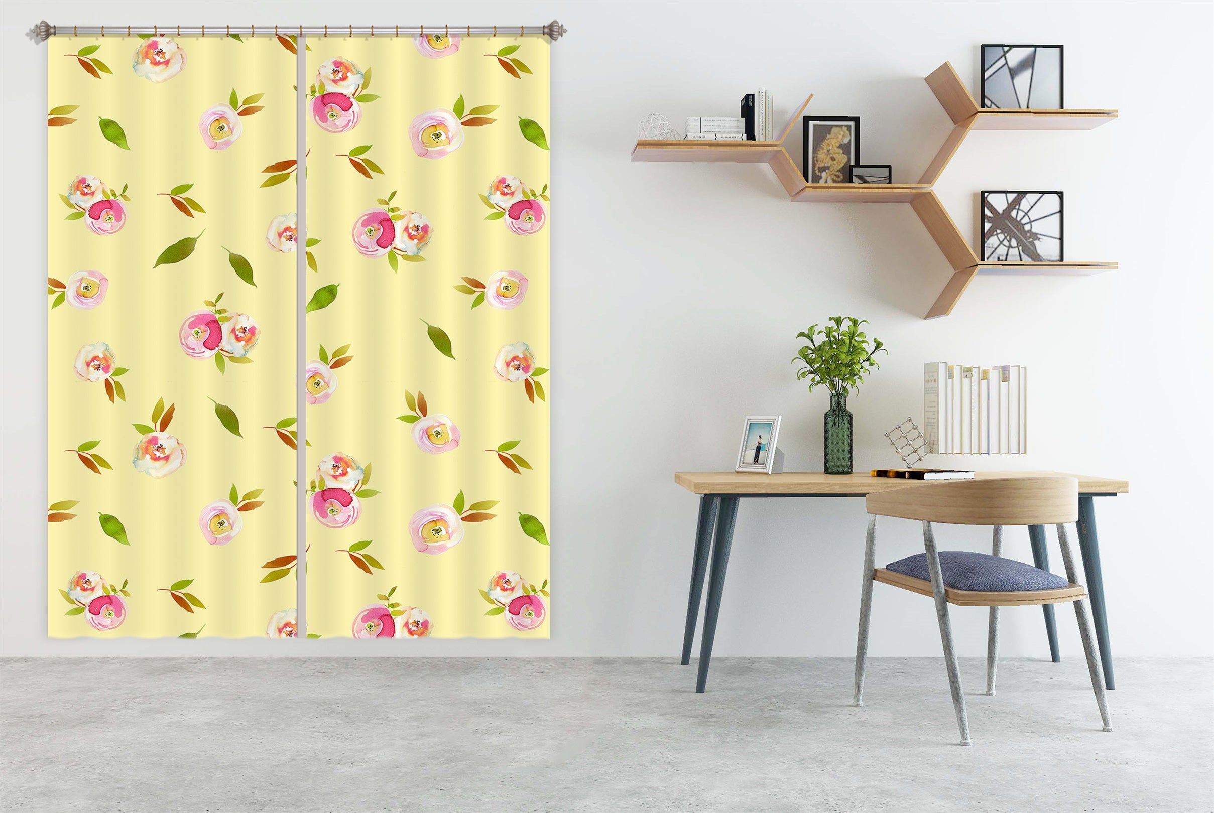 3D Yellow Flower 155 Uta Naumann Curtain Curtains Drapes