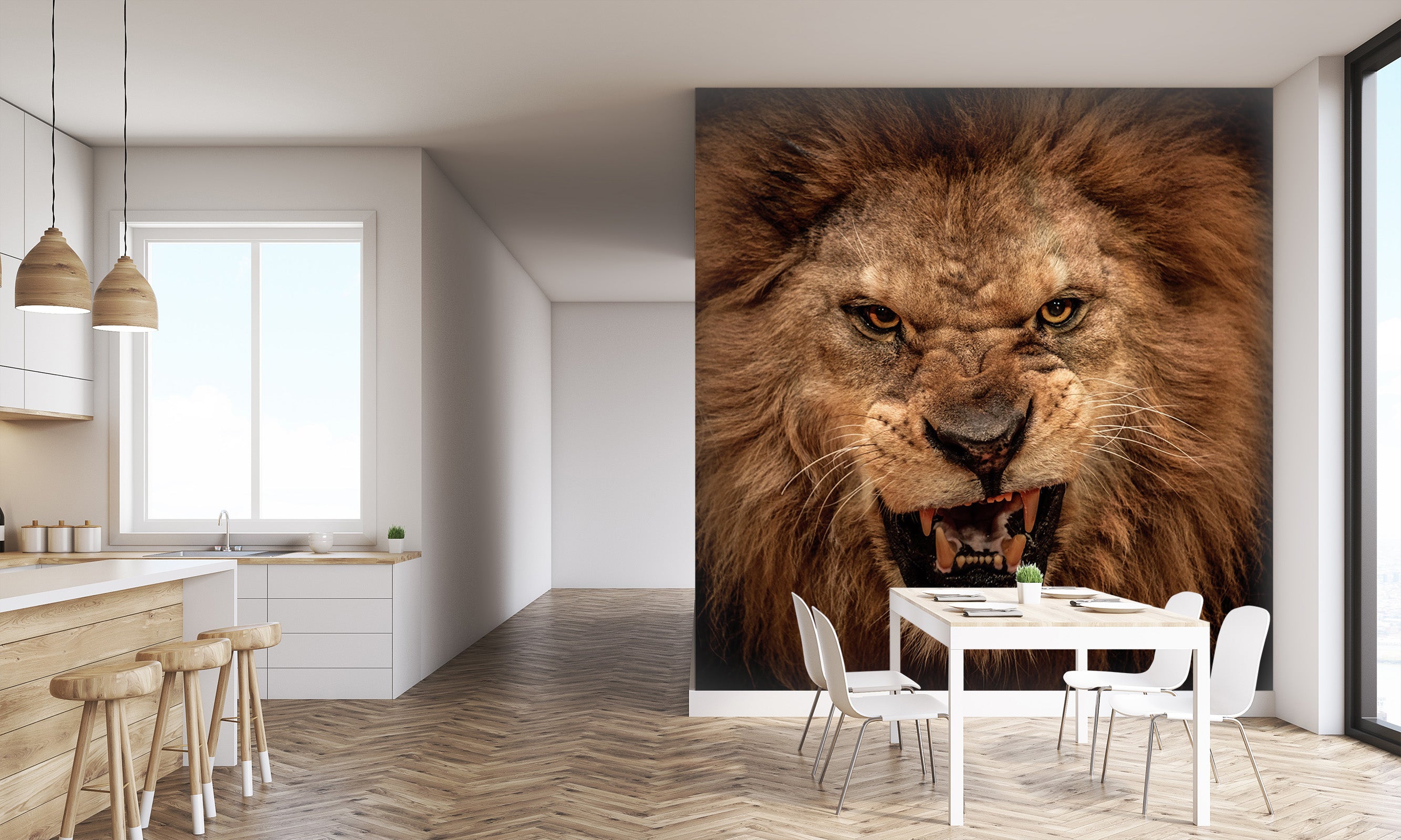 3D Fangs Lion 323 Wall Murals