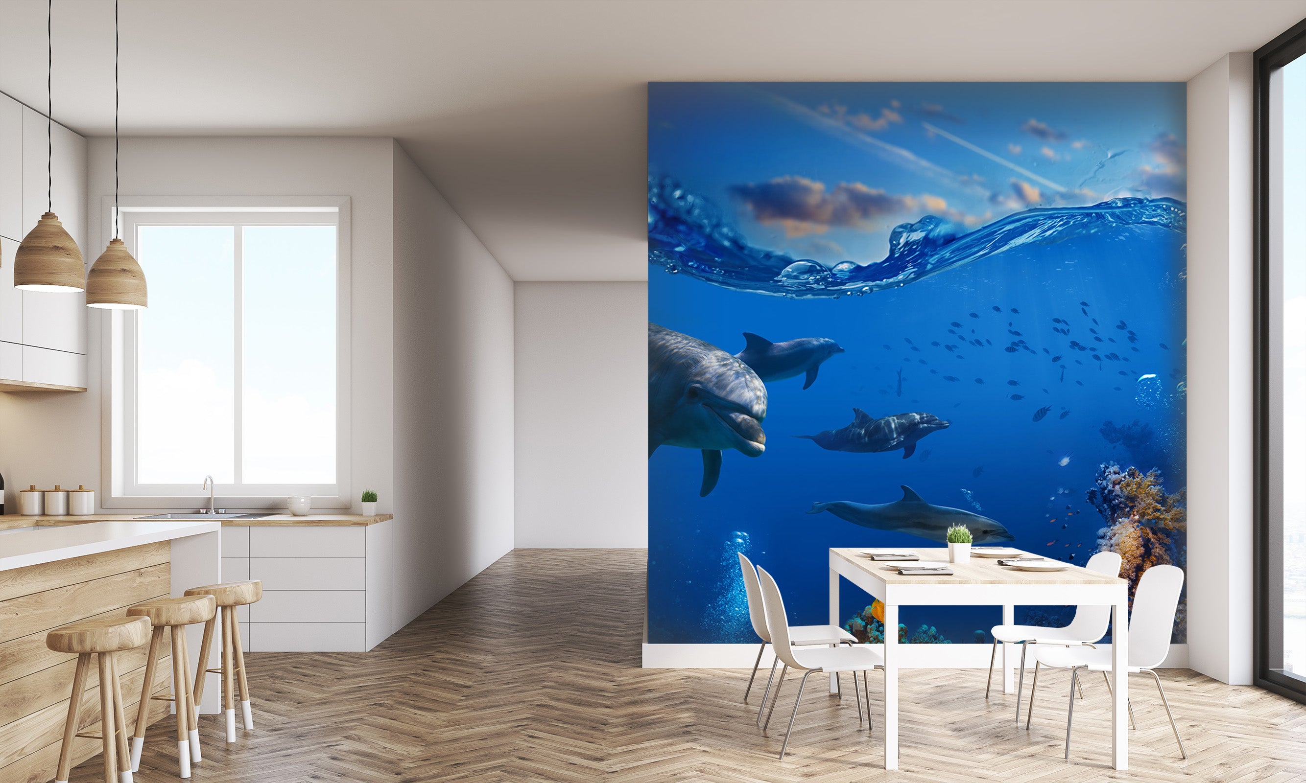 3D Dolphin Fish 238 Wall Murals