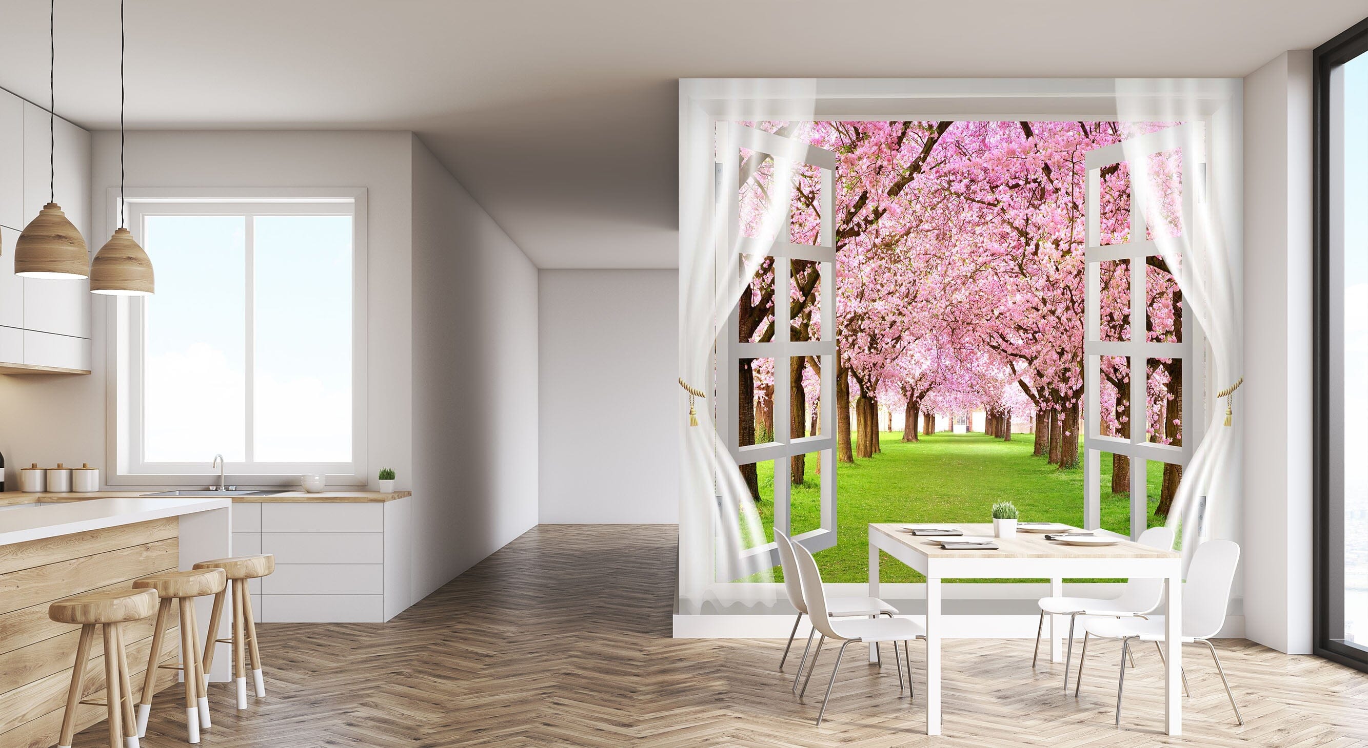 3D Window Cherry Forest 131 Wall Murals Wallpaper AJ Wallpaper 2 