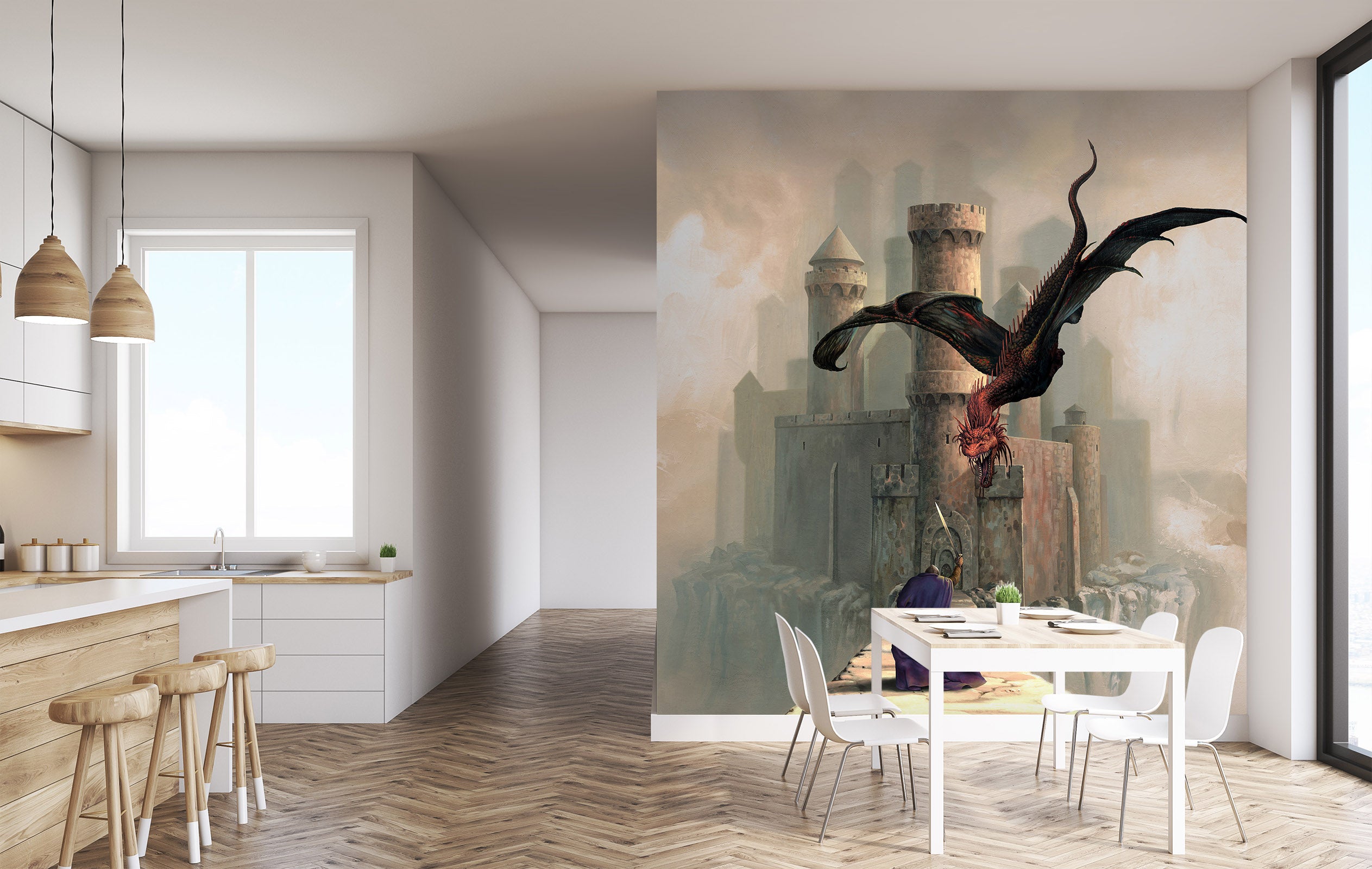 3D Castle Dragon 7117 Ciruelo Wall Mural Wall Murals